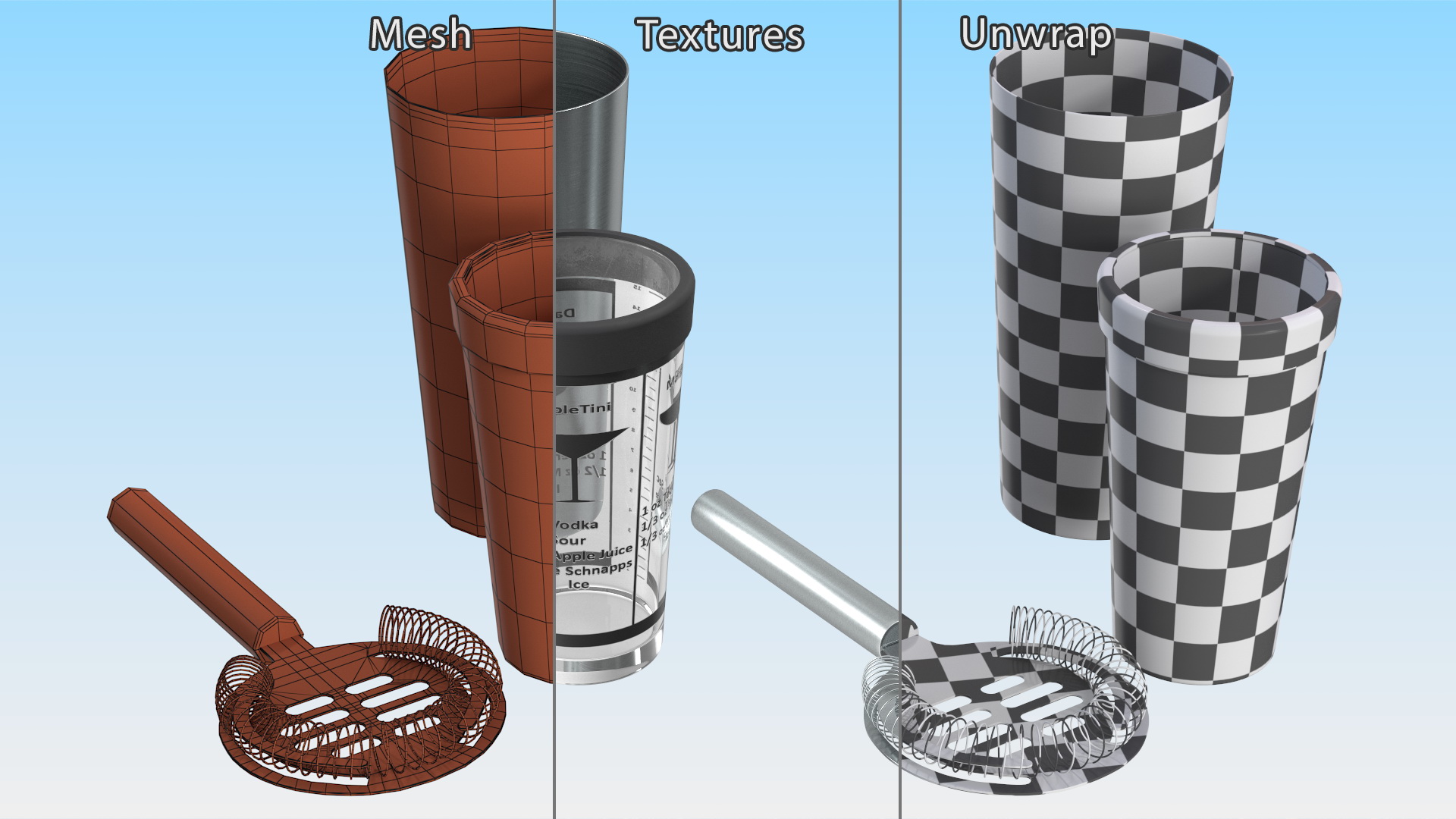 3D model Glass Boston Cocktail Shaker Silver