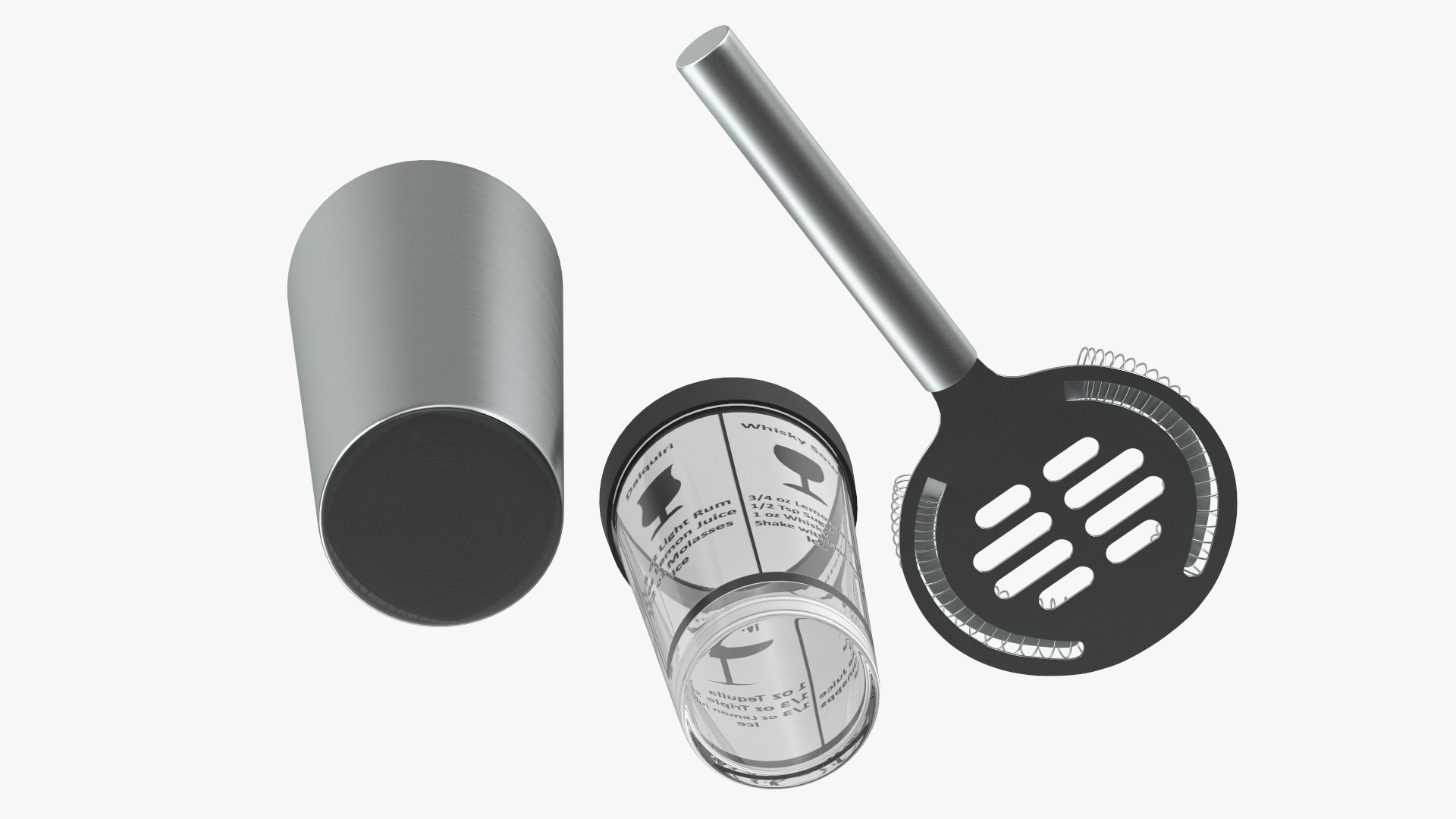 3D model Glass Boston Cocktail Shaker Silver