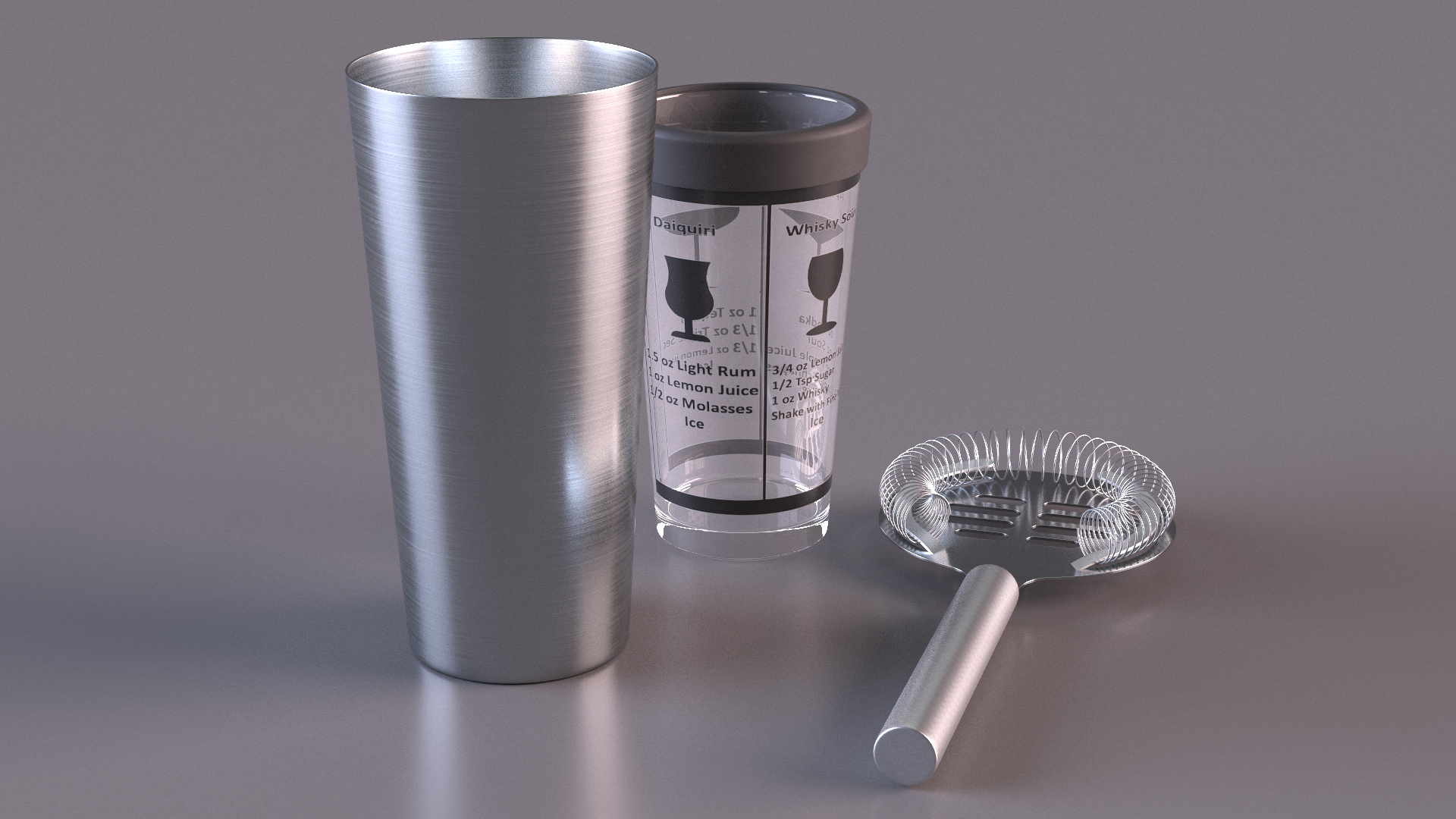 3D model Glass Boston Cocktail Shaker Silver