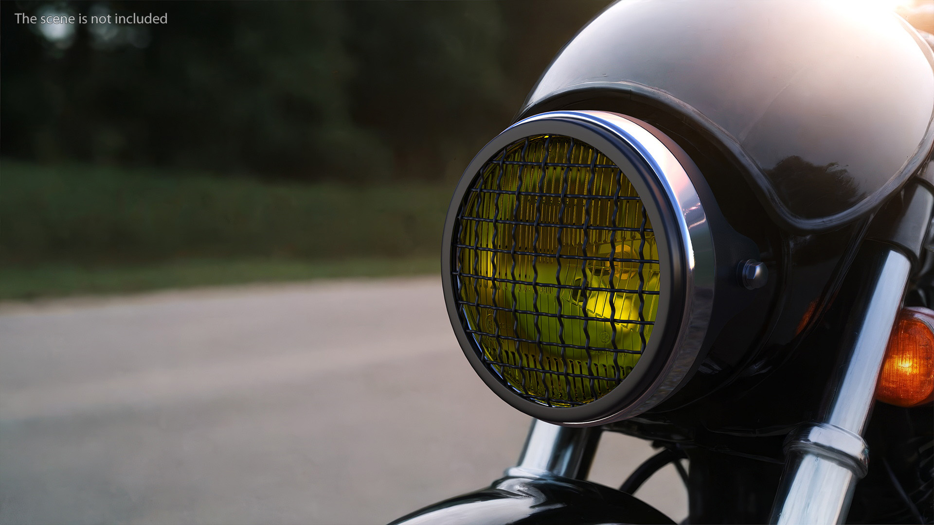 3D Motorcycle Headlight Yellow with Mesh Grill model