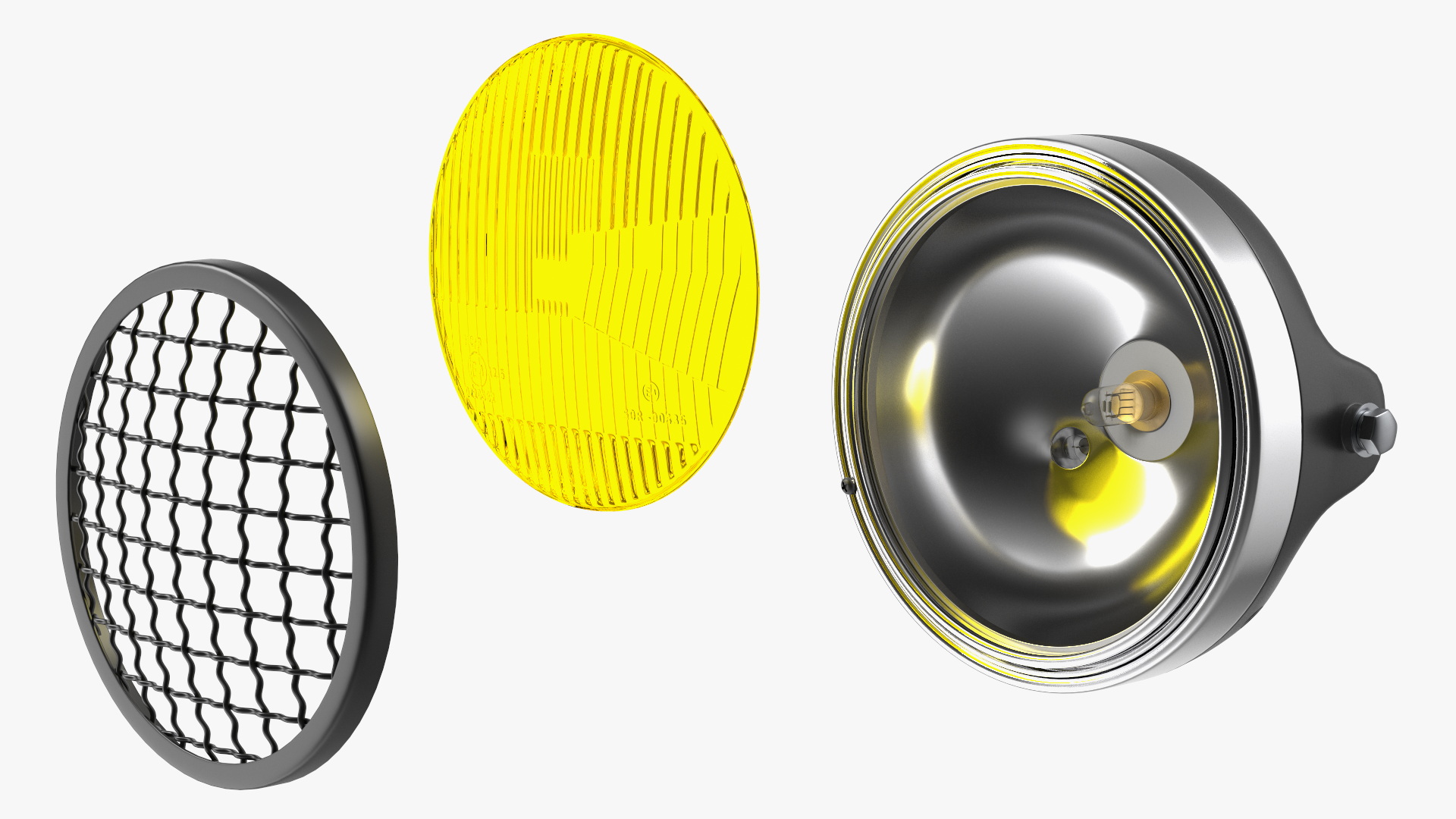 3D Motorcycle Headlight Yellow with Mesh Grill model