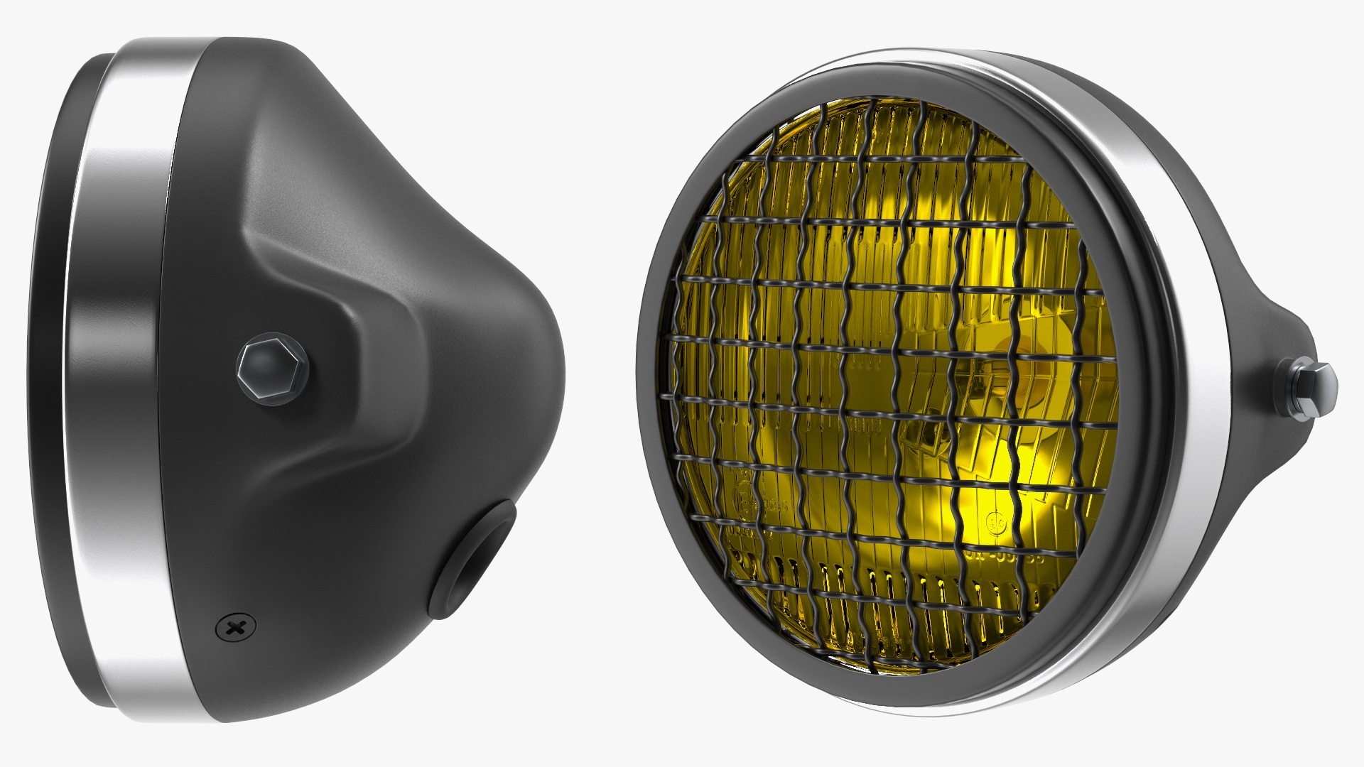 3D Motorcycle Headlight Yellow with Mesh Grill model