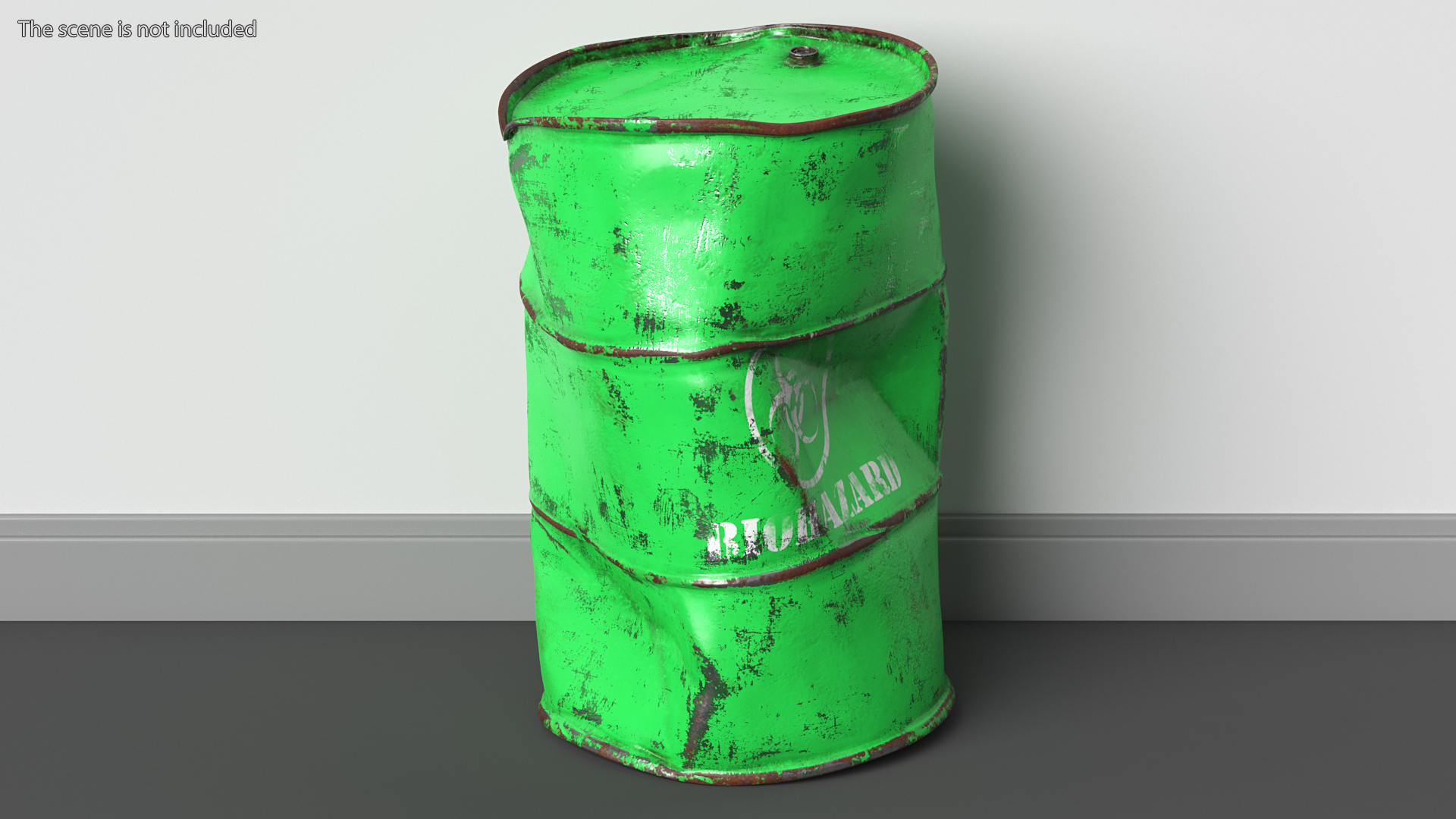 3D Damaged Biohazard Toxic Waste Barrel