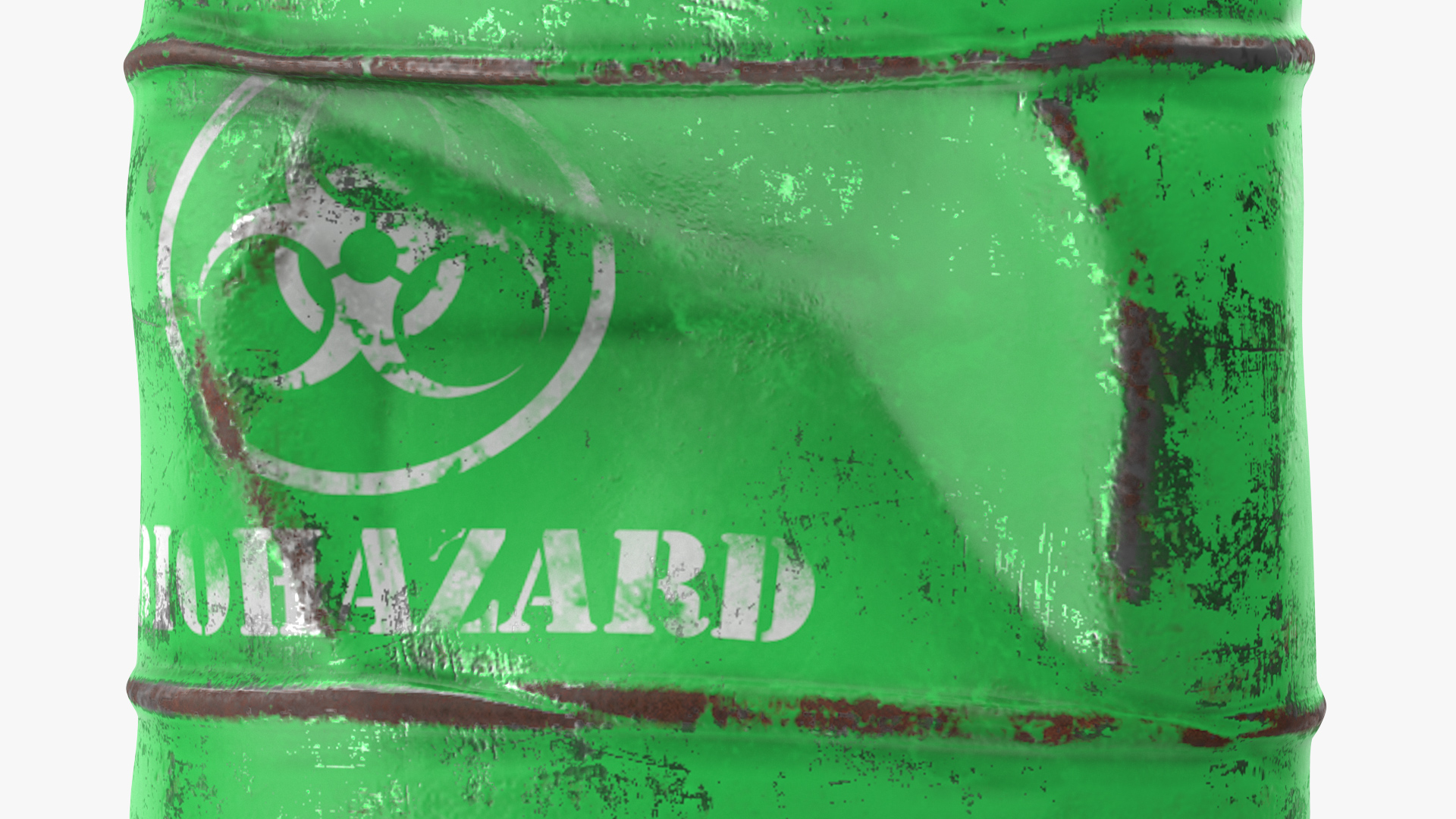 3D Damaged Biohazard Toxic Waste Barrel