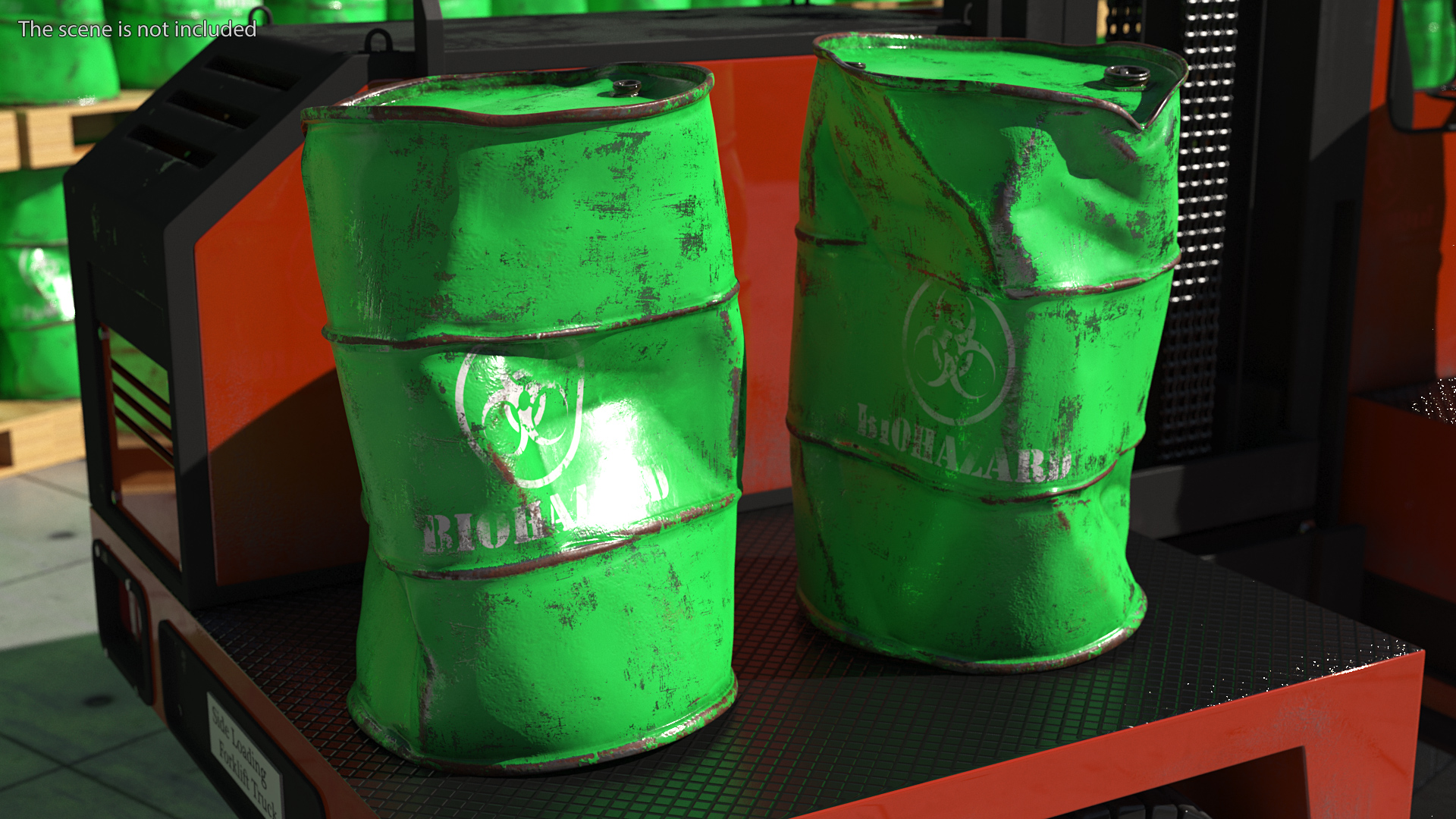 3D Damaged Biohazard Toxic Waste Barrel