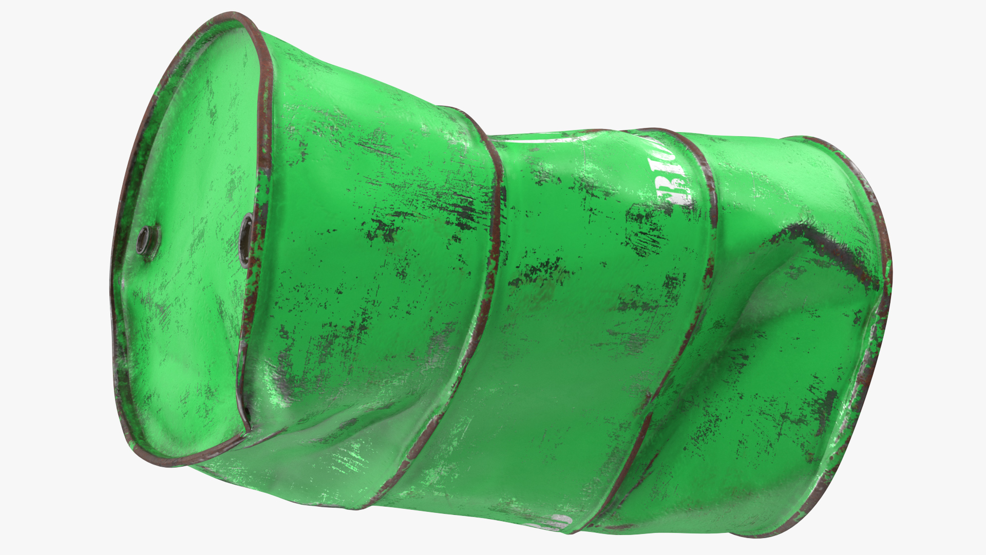 3D Damaged Biohazard Toxic Waste Barrel