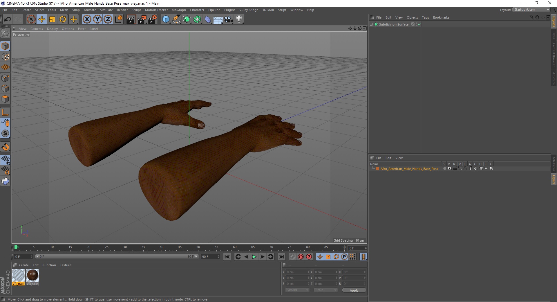 Afro American Male Hands Base Pose 3D model