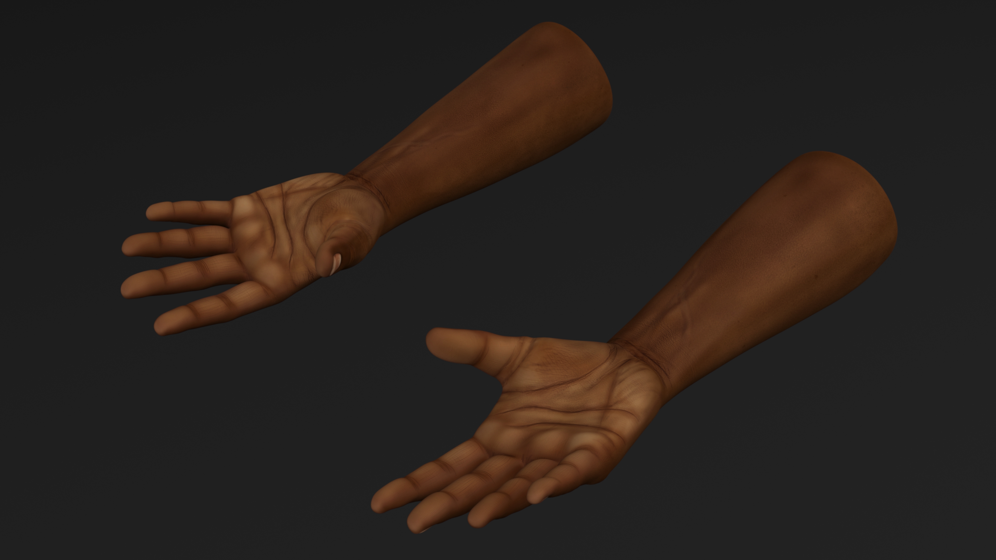 Afro American Male Hands Base Pose 3D model