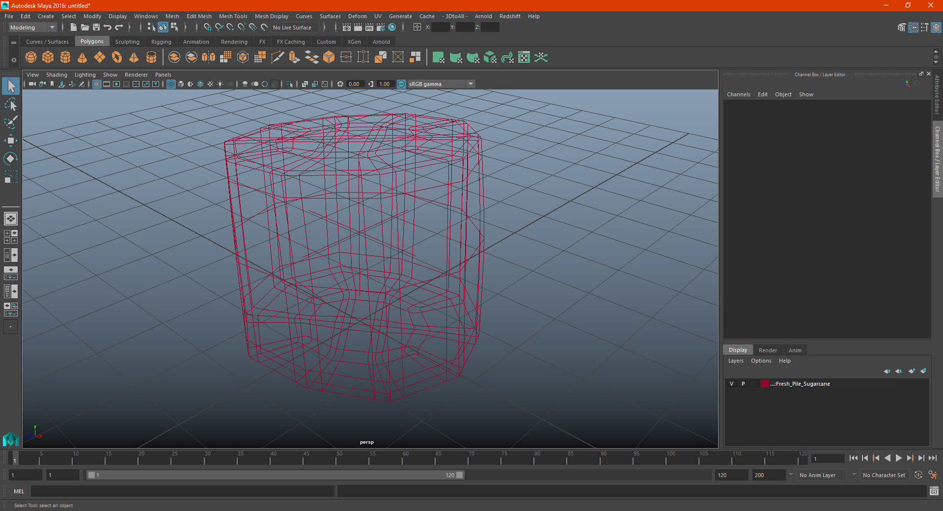 3D Fresh Peeled Sugarcane Piece model