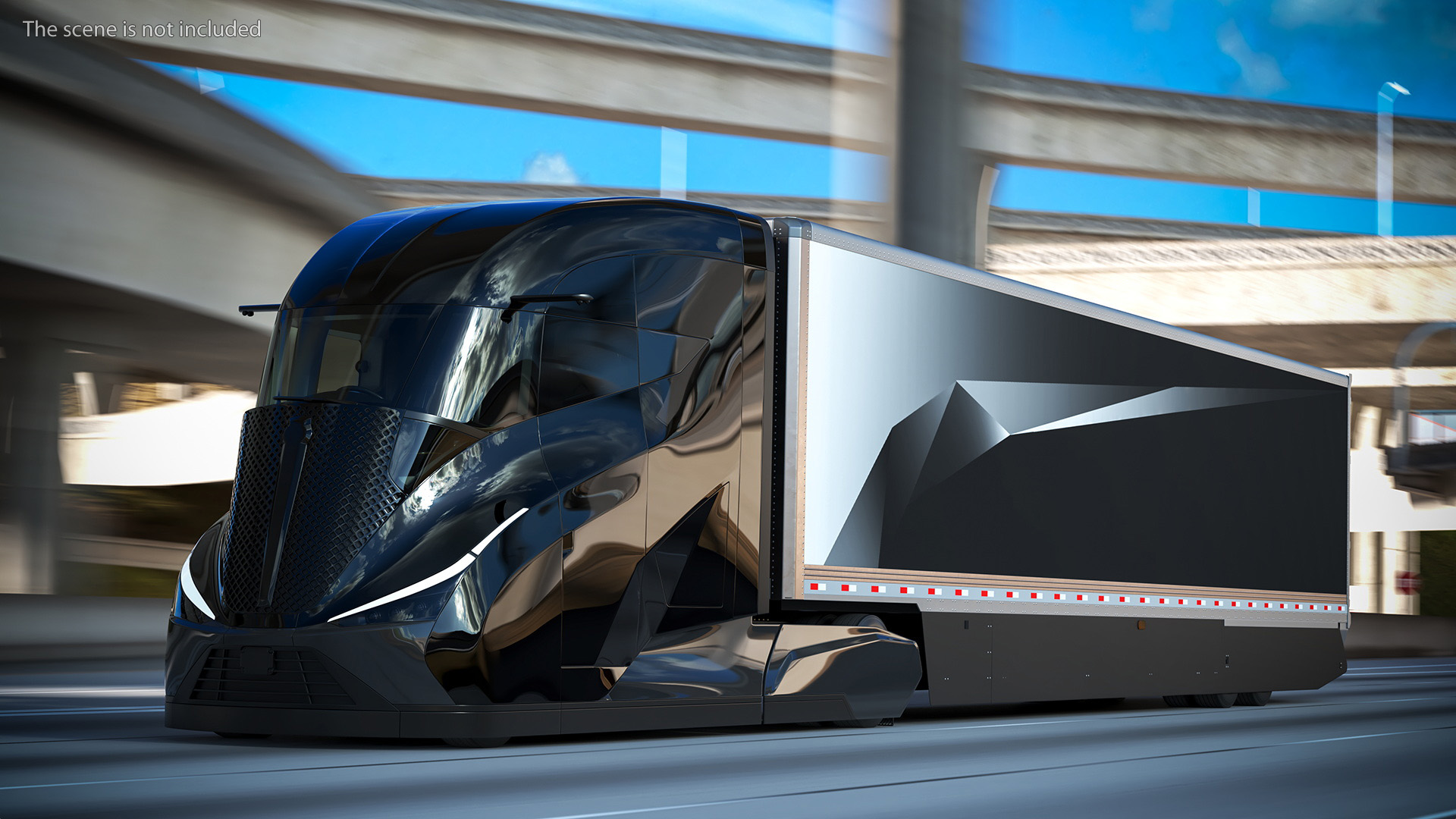 3D model Futuristic Modern Truck Black Rigged for Cinema 4D