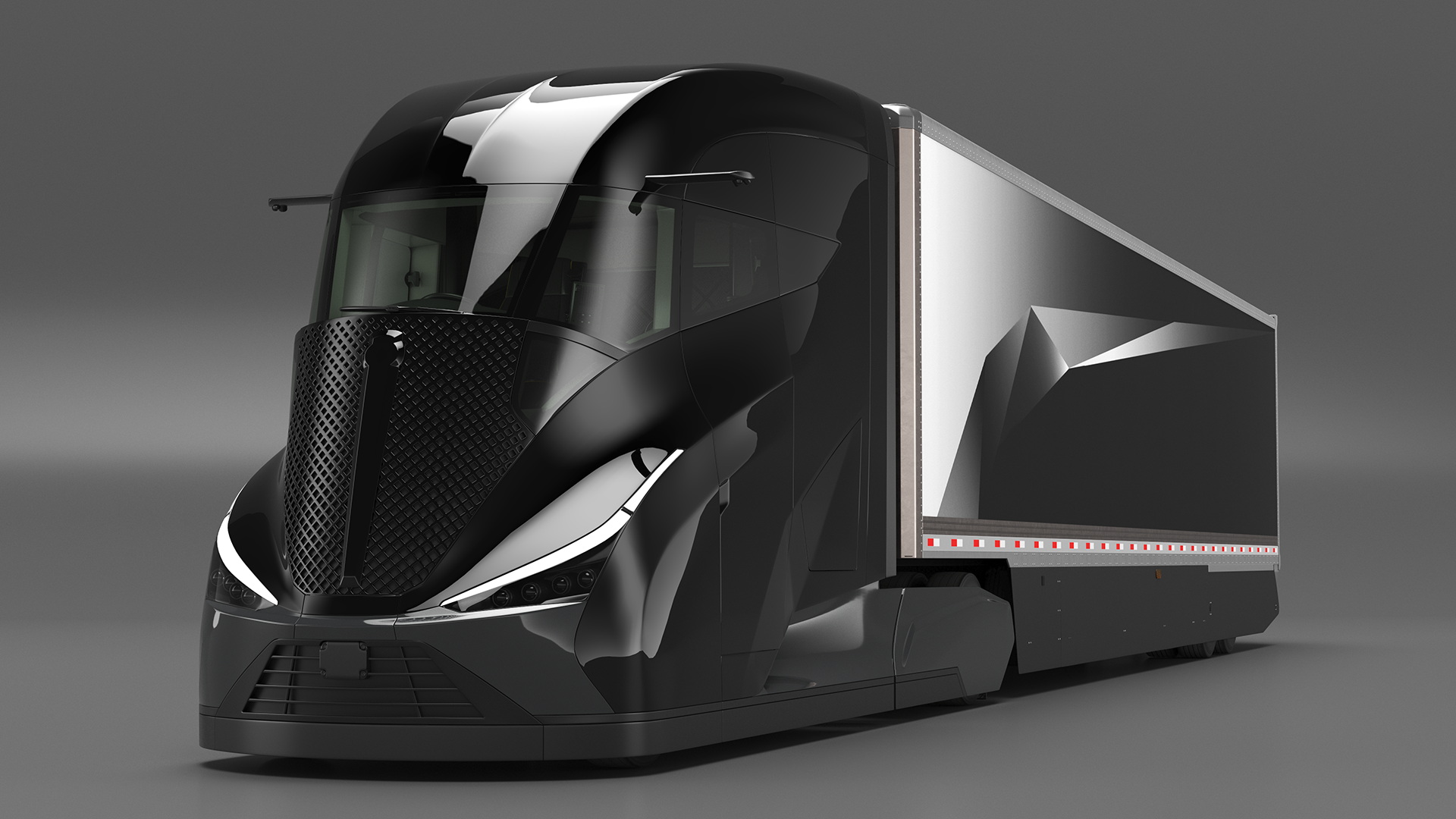 3D model Futuristic Modern Truck Black Rigged for Cinema 4D