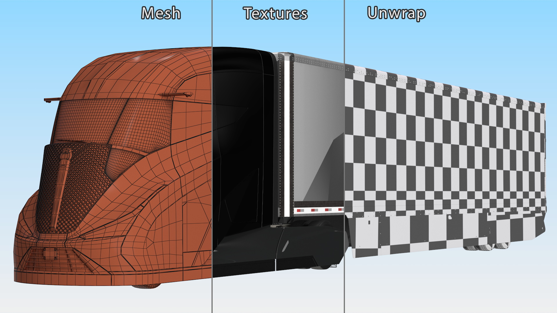 3D model Futuristic Modern Truck Black Rigged for Cinema 4D