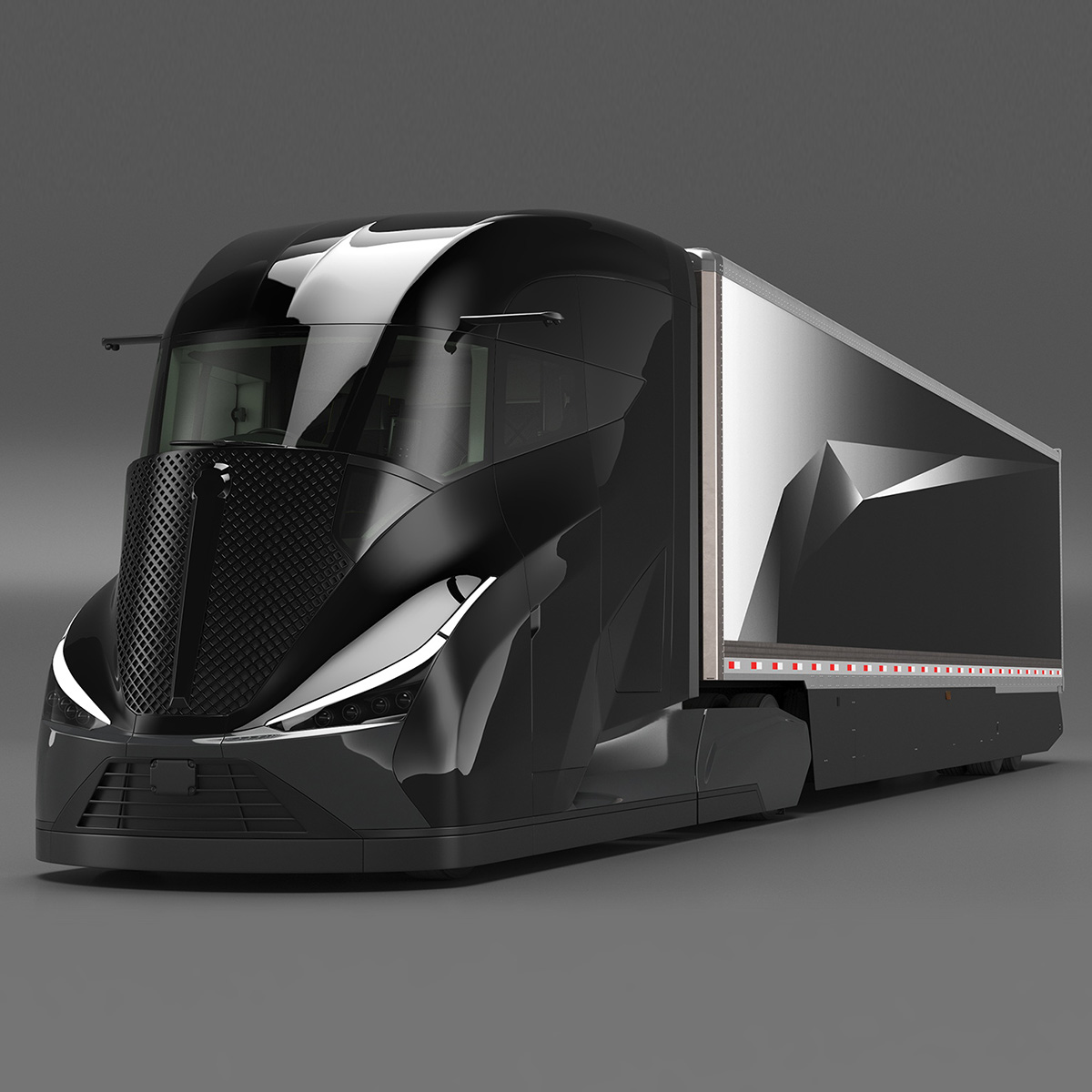 3D model Futuristic Modern Truck Black Rigged for Cinema 4D