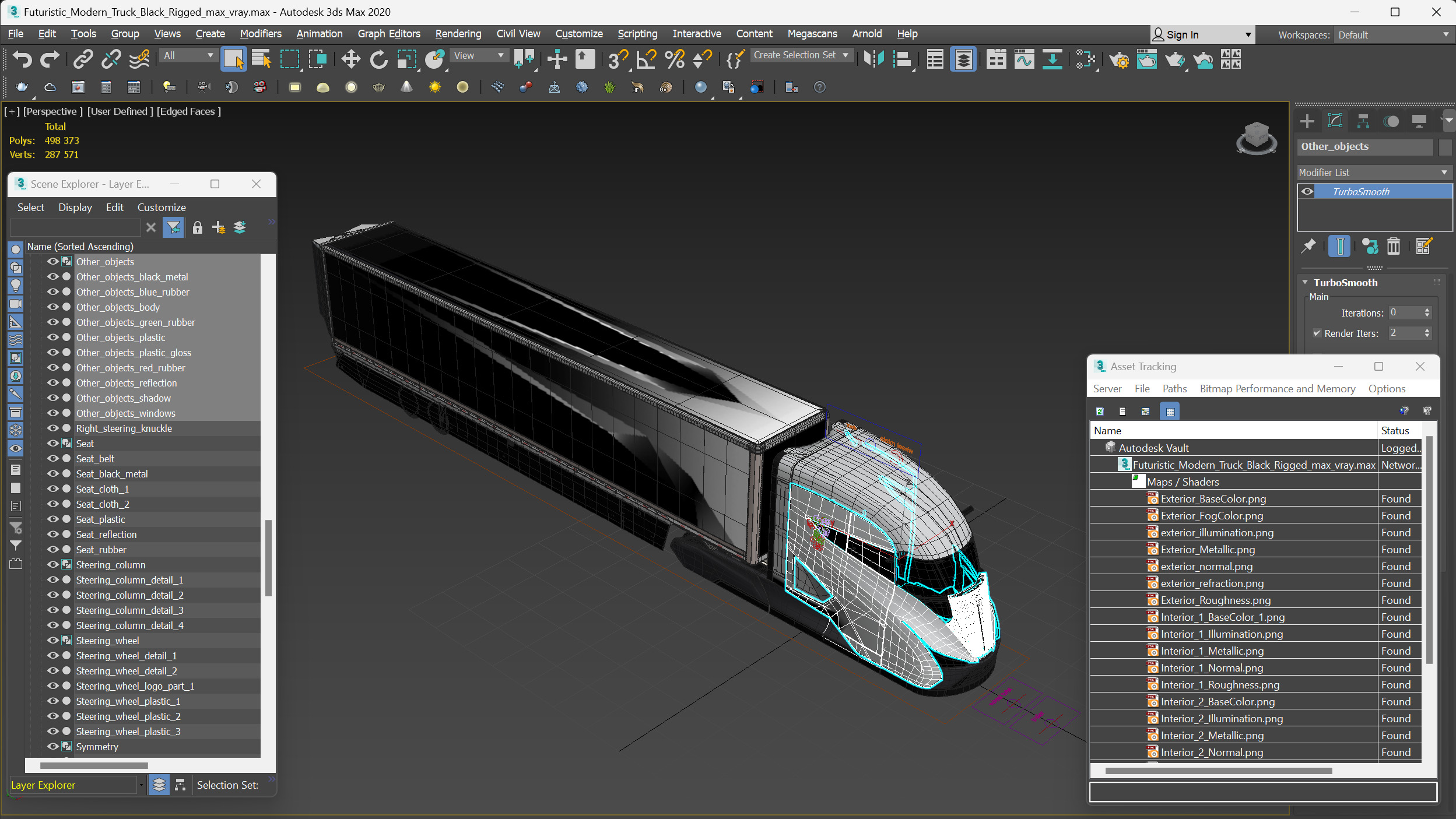 3D model Futuristic Modern Truck Black Rigged for Cinema 4D