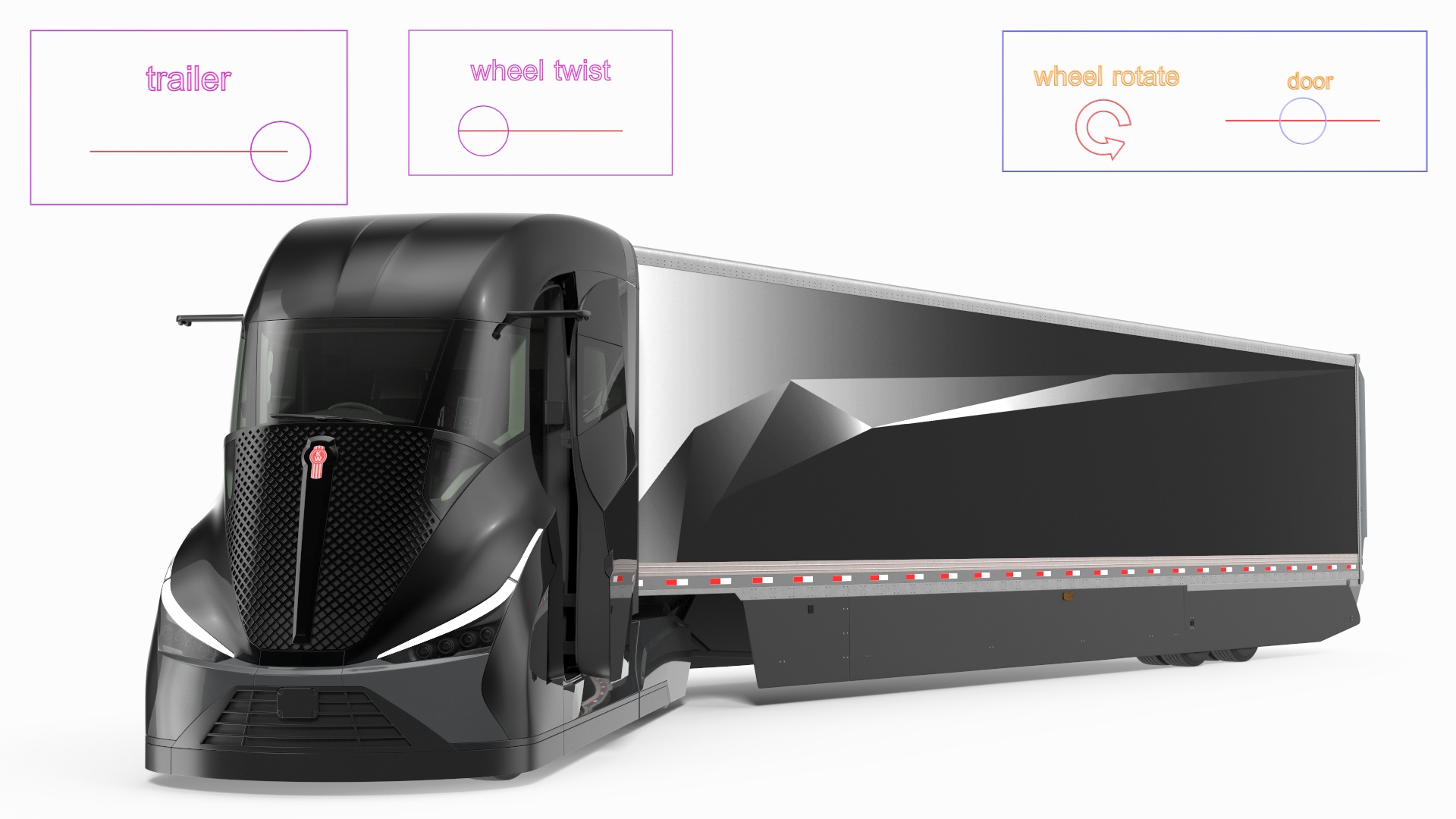 3D model Futuristic Modern Truck Black Rigged for Cinema 4D