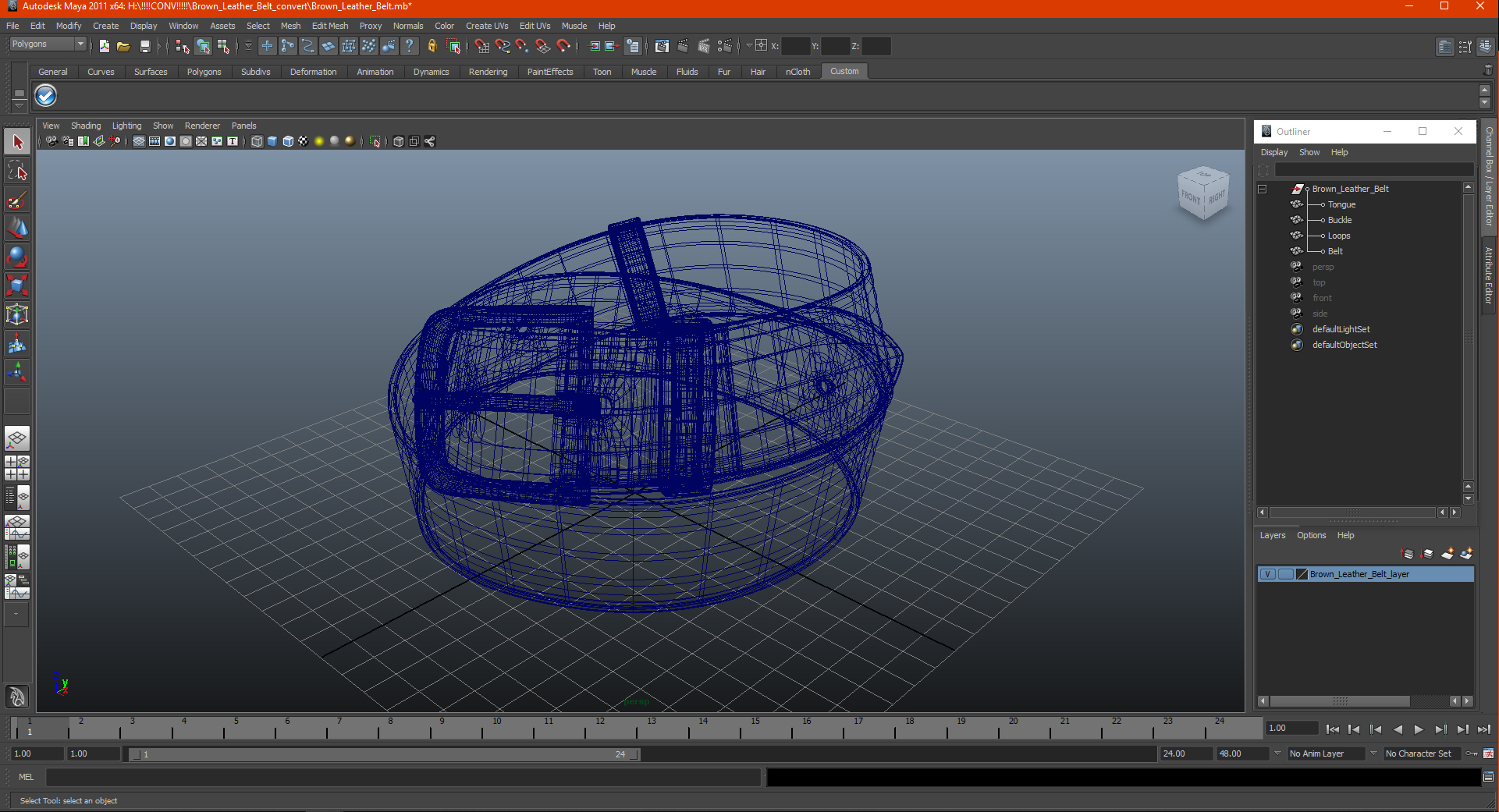 3D Brown Leather Belt model