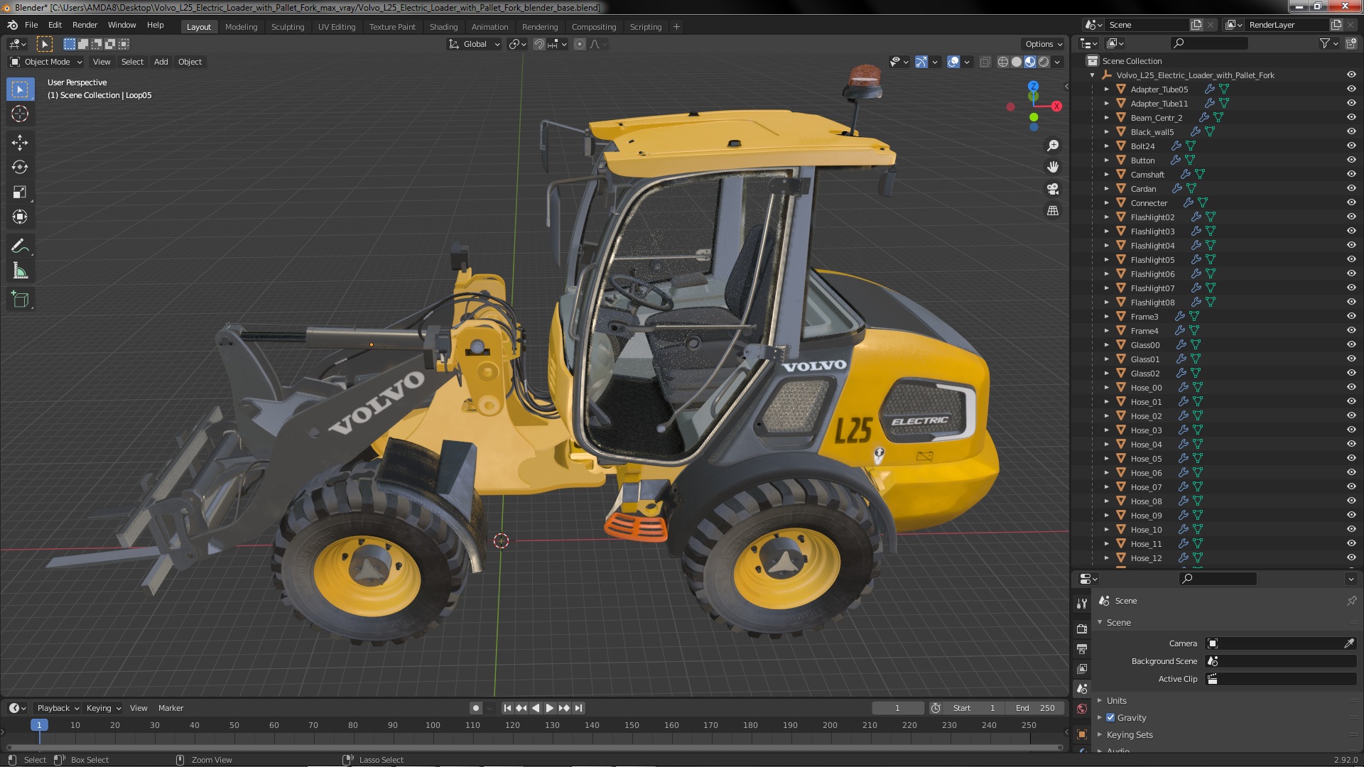 Volvo L25 Electric Loader with Pallet Fork 3D