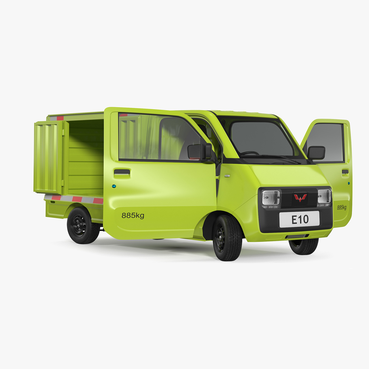 Wuling E10 Mini Truck Green Color Rigged for Cinema 4D 3D model