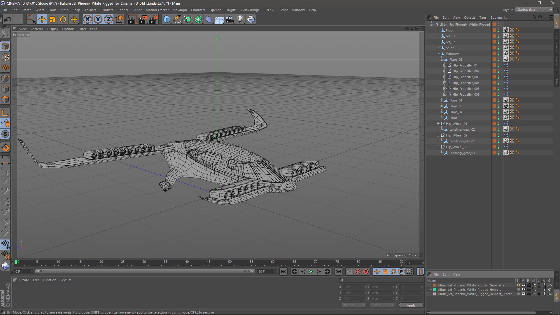 3D model Lilium Jet Phoenix White Rigged for Cinema 4D