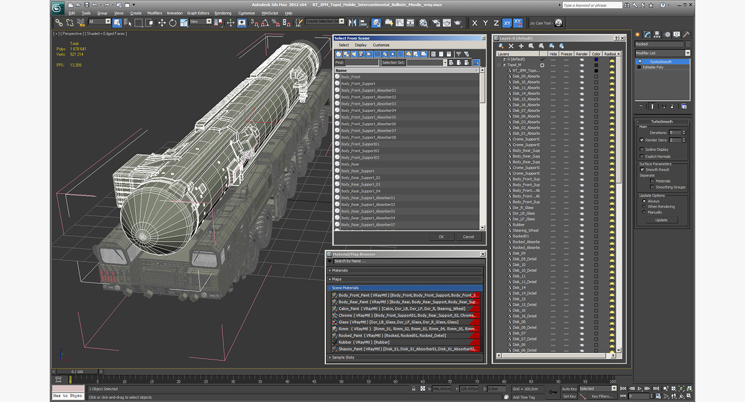 RT 2PM Topol Mobile Intercontinental Ballistic Missile 3D model