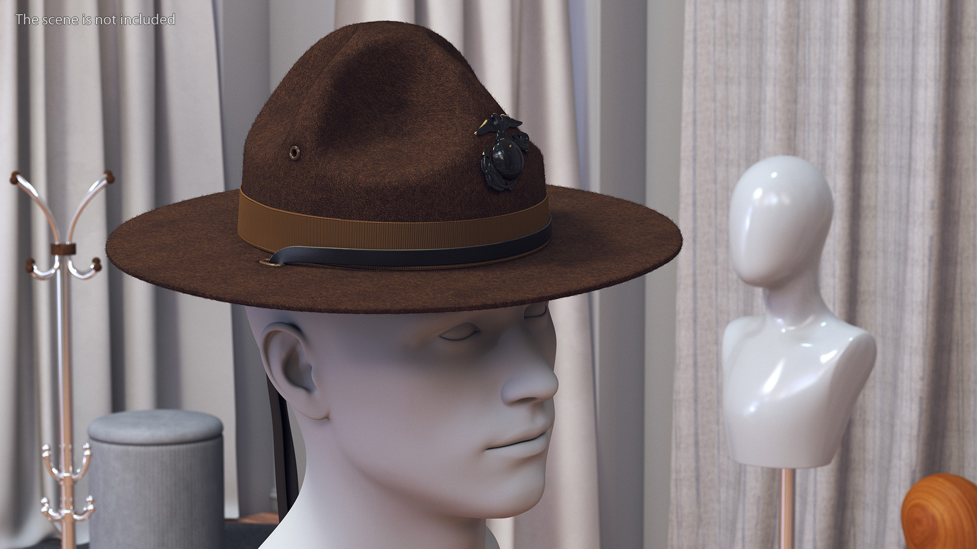 Sergeant Campaign Cap with Cockade Brown on Mannequin Fur 3D