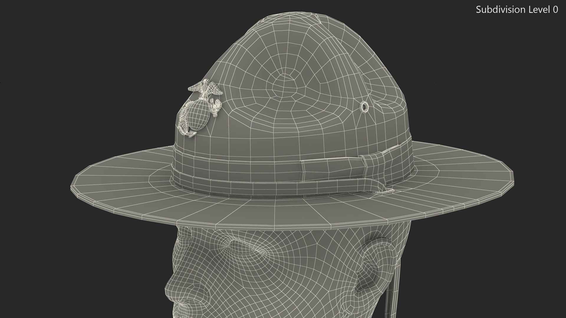 Sergeant Campaign Cap with Cockade Brown on Mannequin Fur 3D