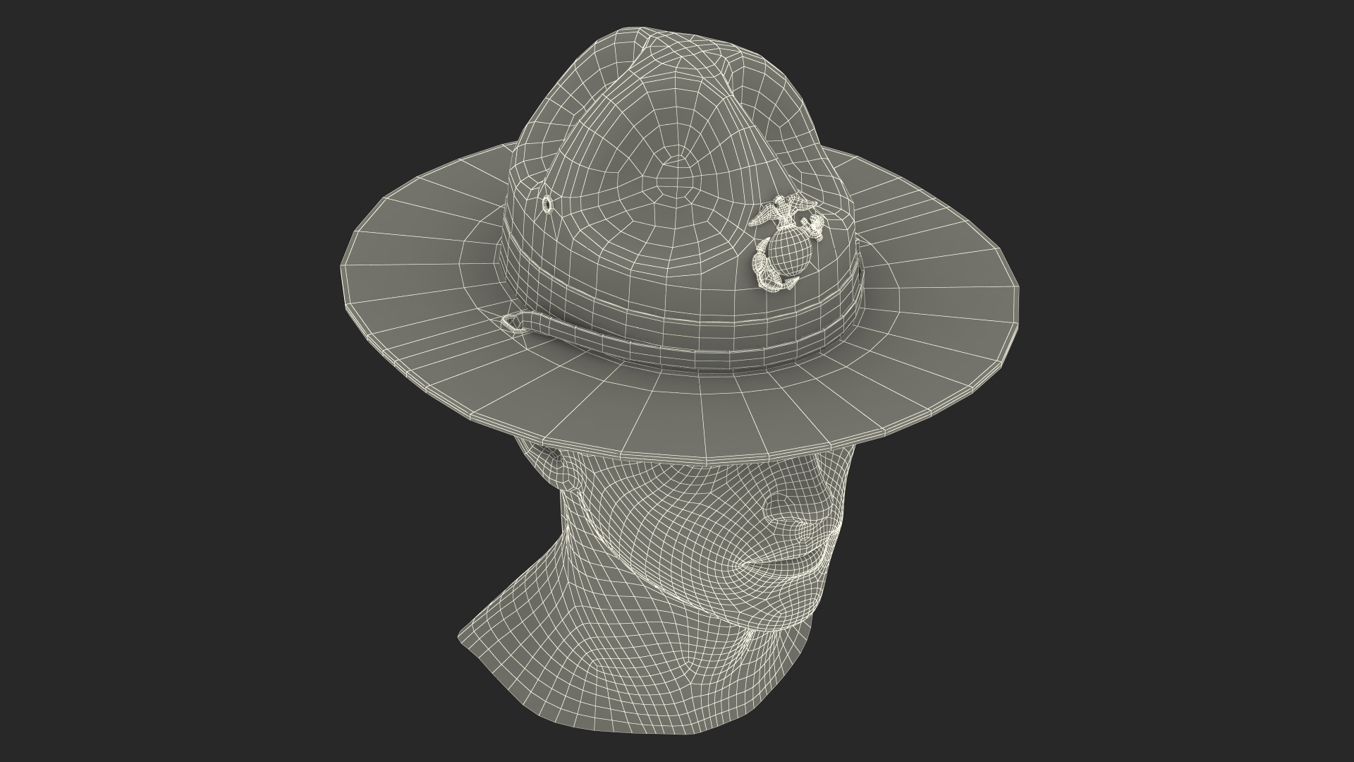 Sergeant Campaign Cap with Cockade Brown on Mannequin Fur 3D