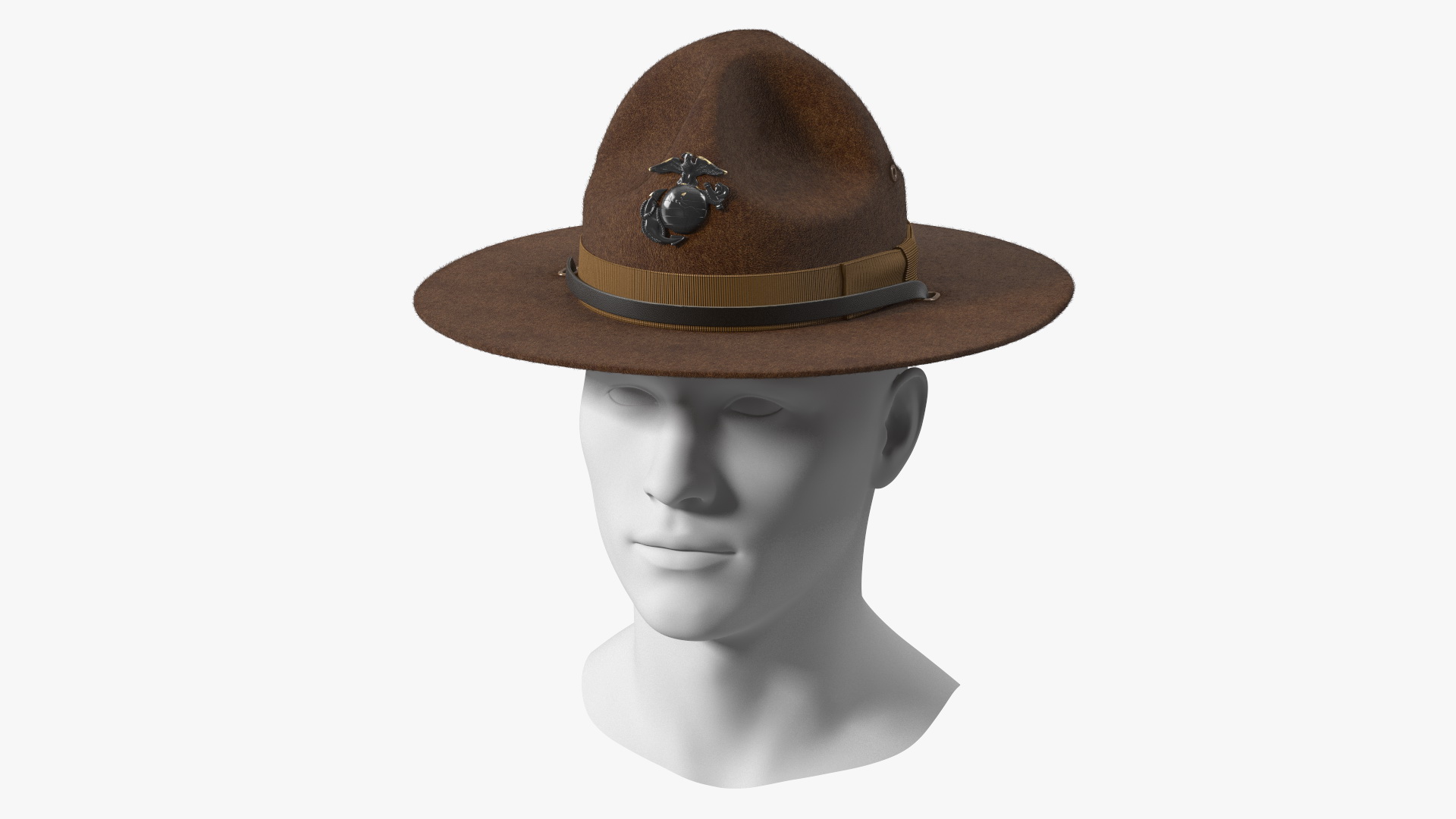 Sergeant Campaign Cap with Cockade Brown on Mannequin Fur 3D