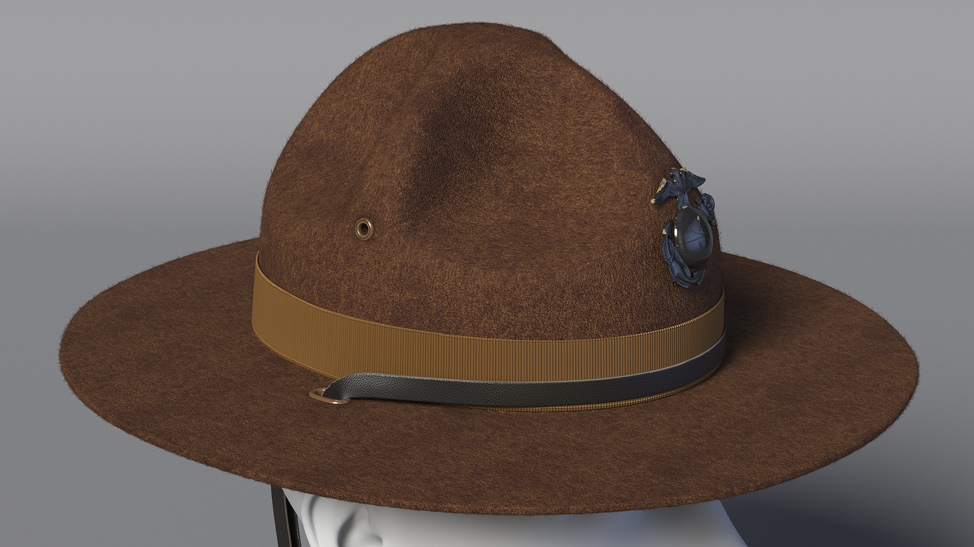 Sergeant Campaign Cap with Cockade Brown on Mannequin Fur 3D