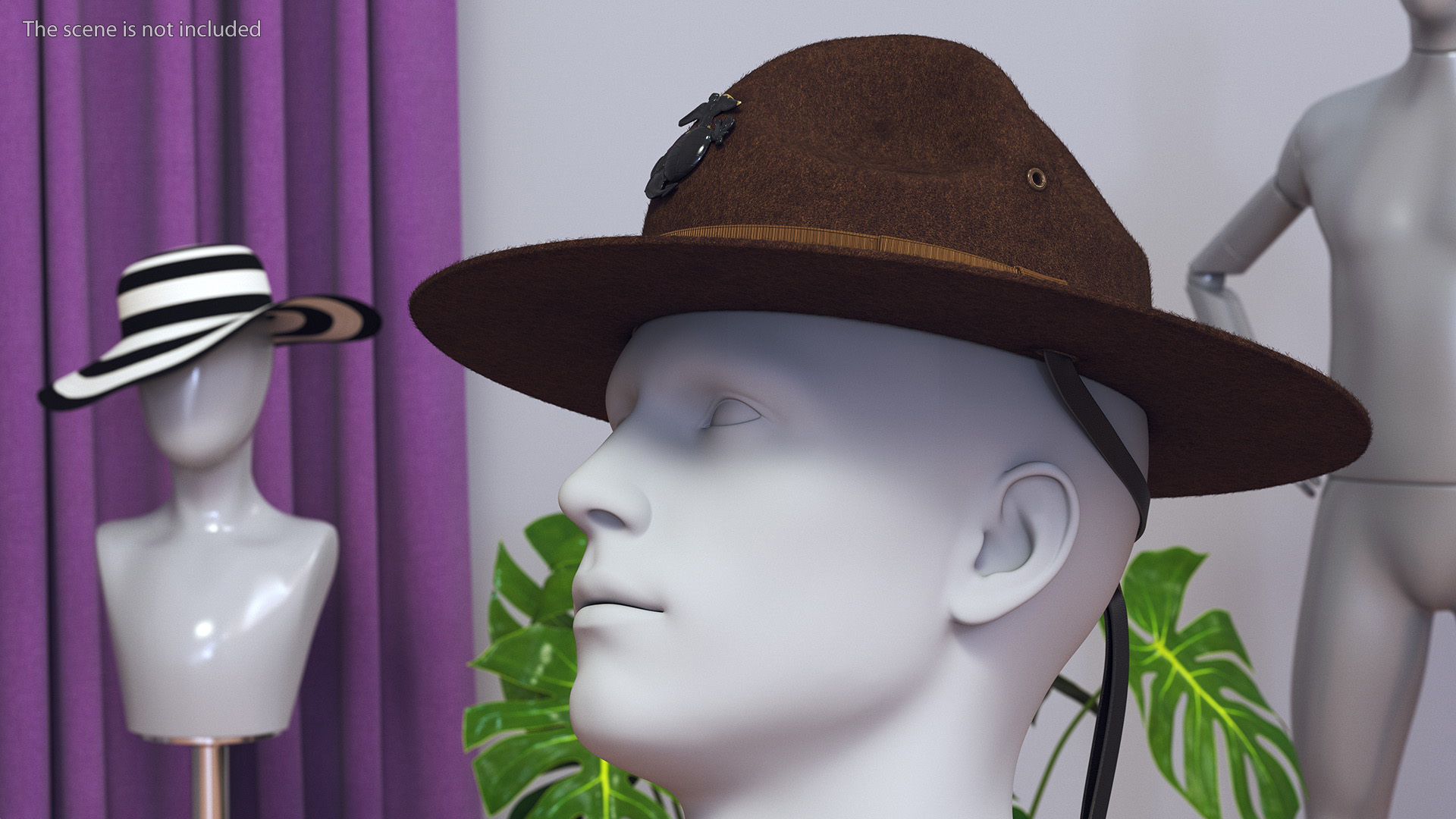 Sergeant Campaign Cap with Cockade Brown on Mannequin Fur 3D