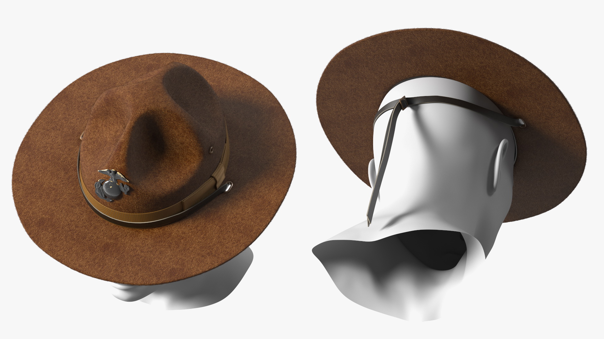 Sergeant Campaign Cap with Cockade Brown on Mannequin Fur 3D
