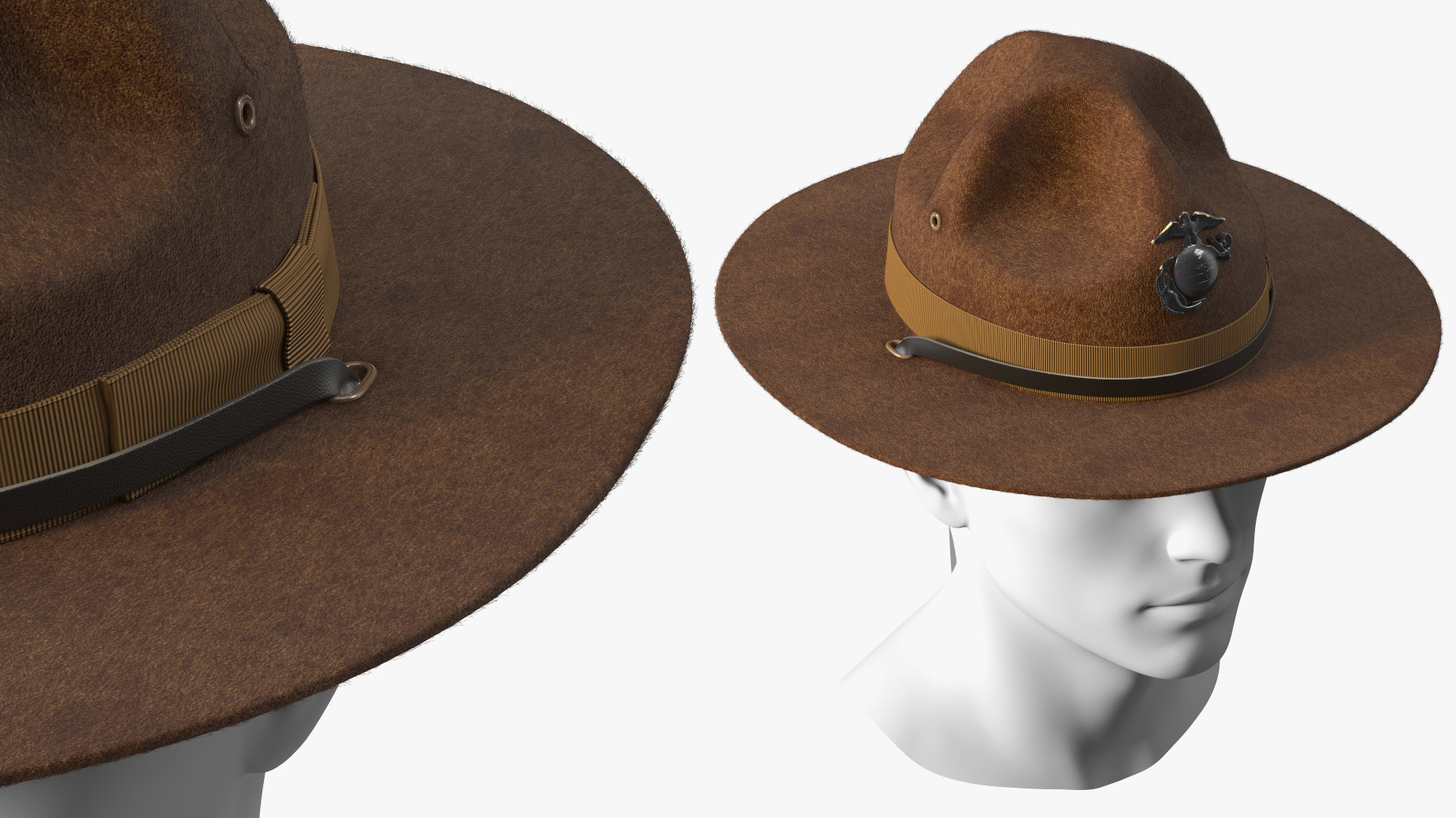 Sergeant Campaign Cap with Cockade Brown on Mannequin Fur 3D