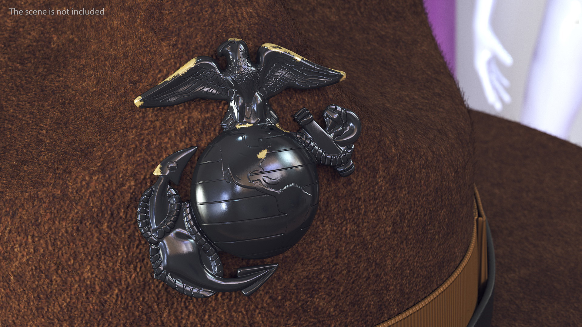 Sergeant Campaign Cap with Cockade Brown on Mannequin Fur 3D