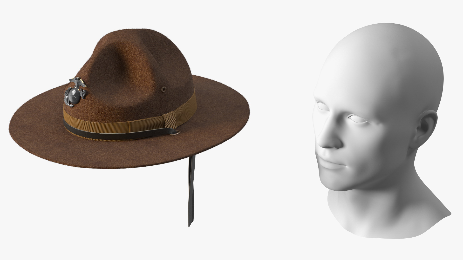 Sergeant Campaign Cap with Cockade Brown on Mannequin Fur 3D