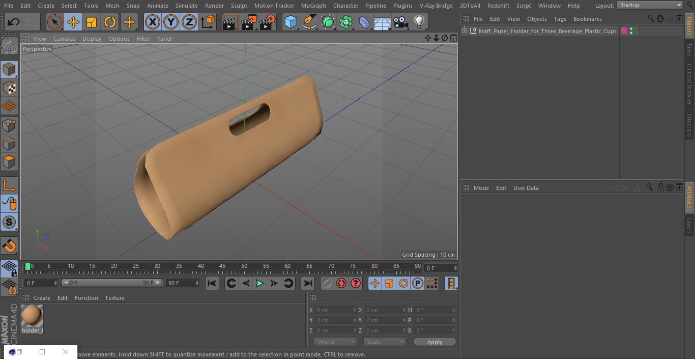 3D model Kraft Paper Holder for Three Beverage Plastic Cups