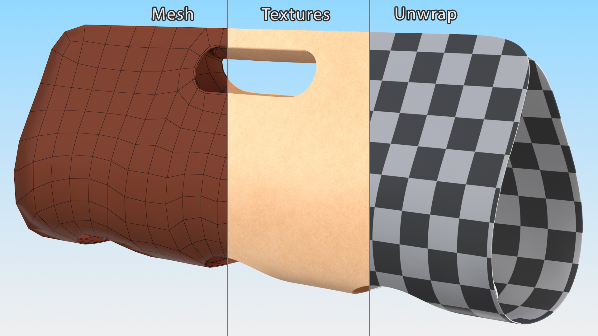 3D model Kraft Paper Holder for Three Beverage Plastic Cups