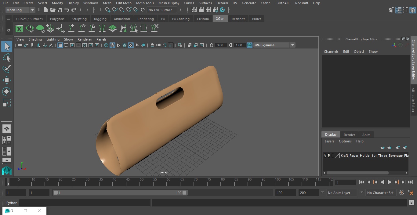 3D model Kraft Paper Holder for Three Beverage Plastic Cups