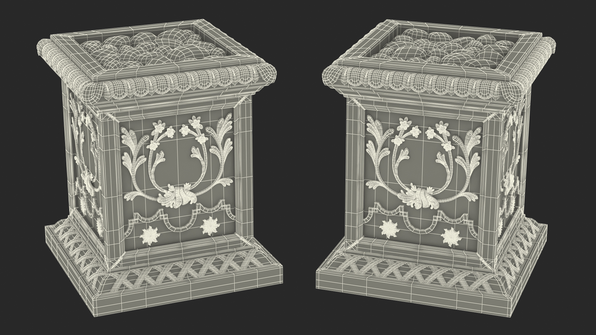 Planter Box With Moss Garden h55 3D