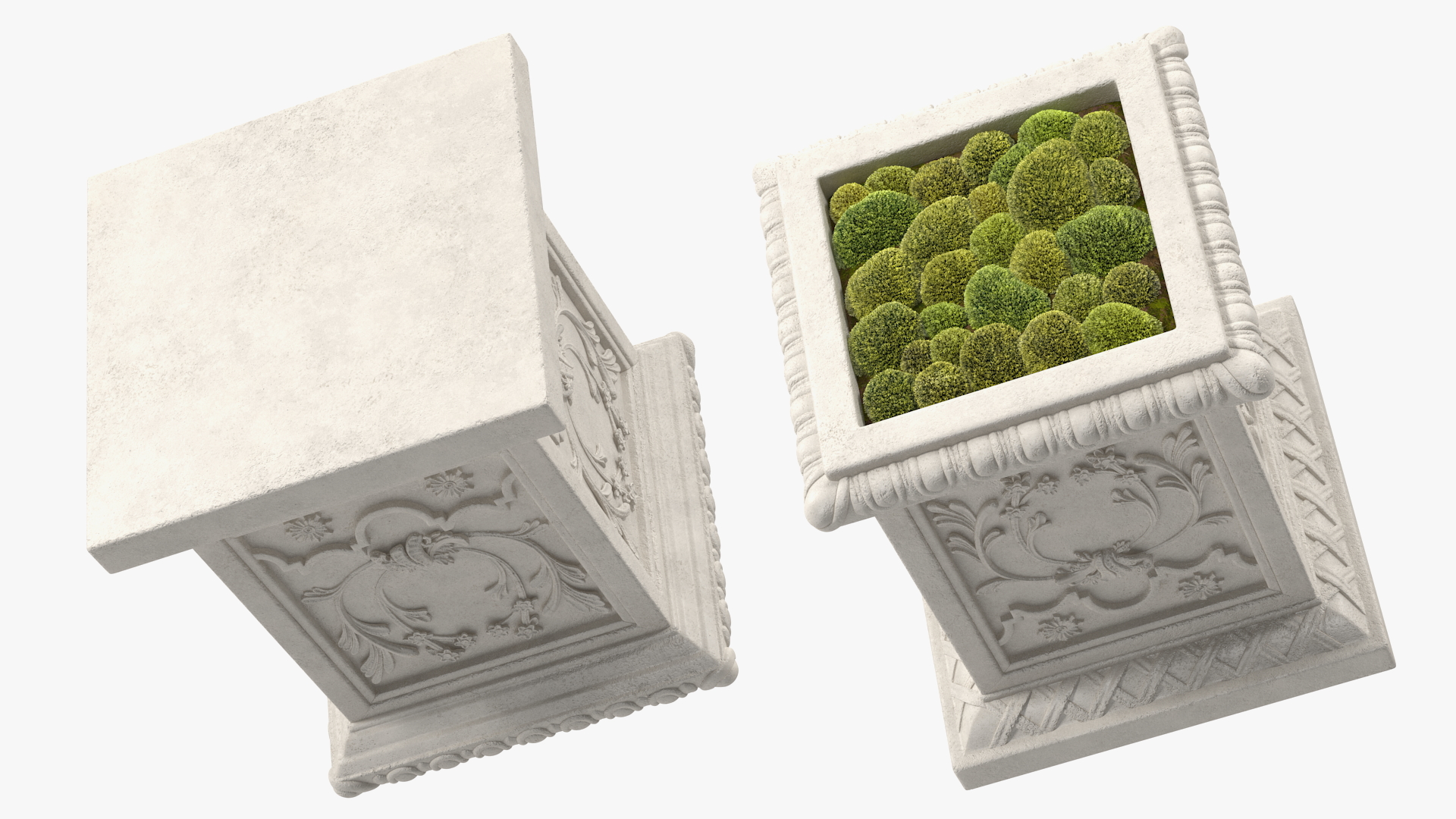 Planter Box With Moss Garden h55 3D