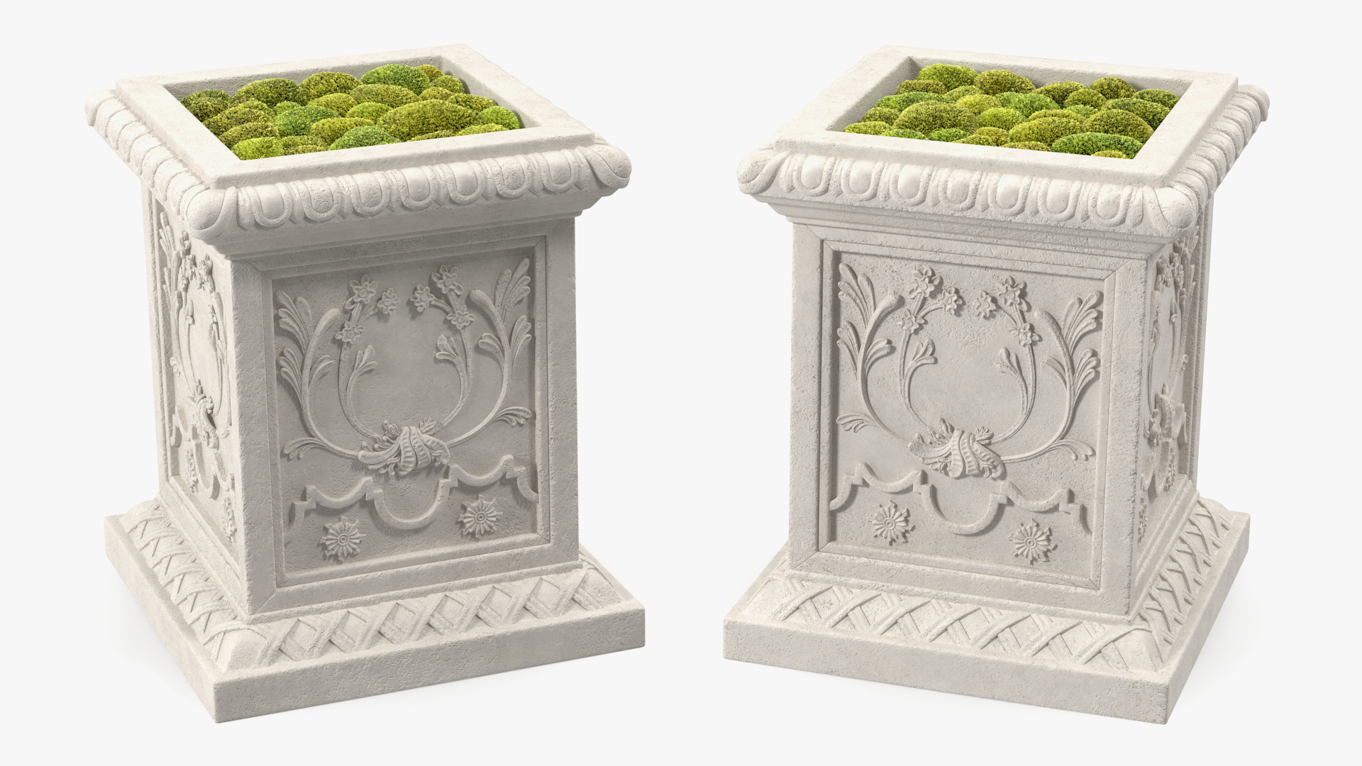 Planter Box With Moss Garden h55 3D