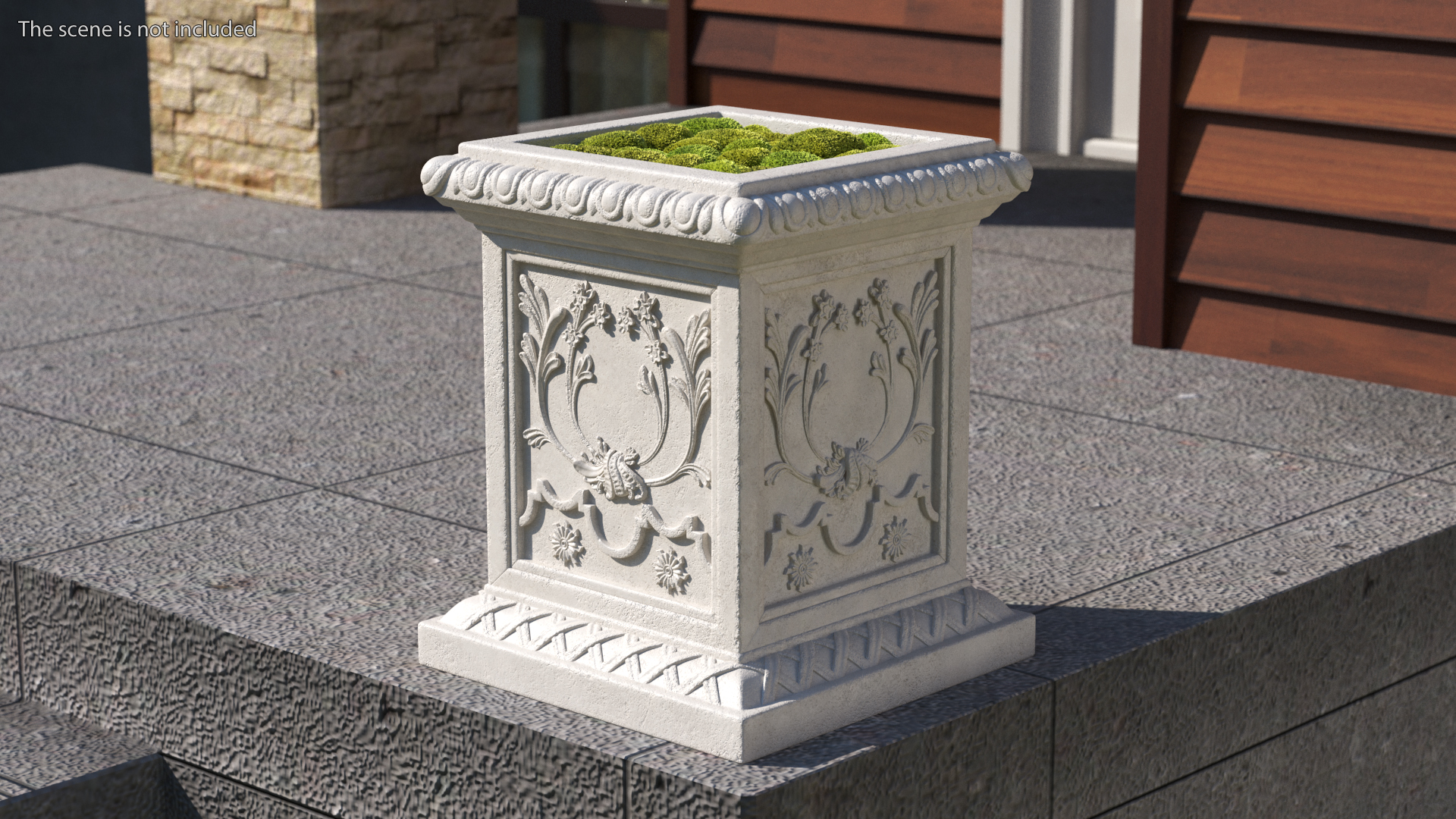 Planter Box With Moss Garden h55 3D