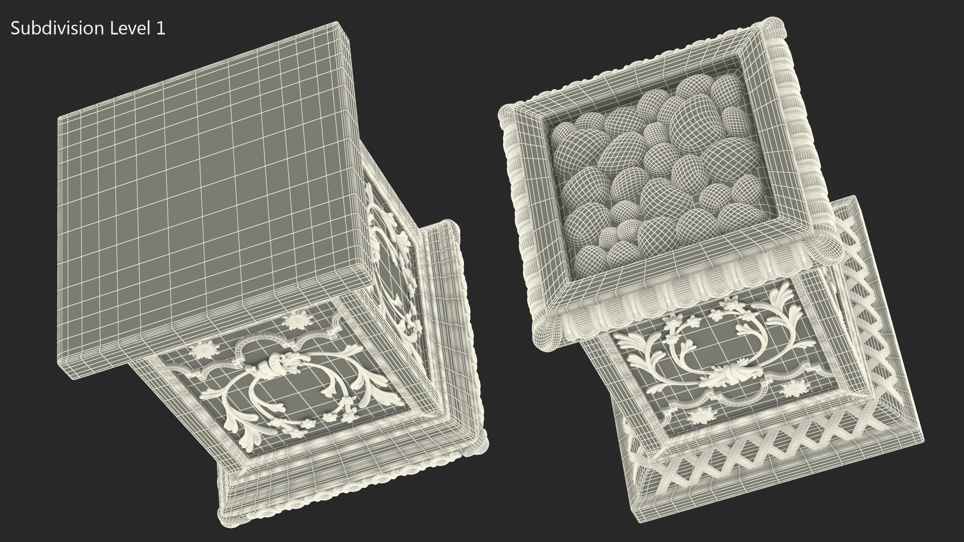Planter Box With Moss Garden h55 3D