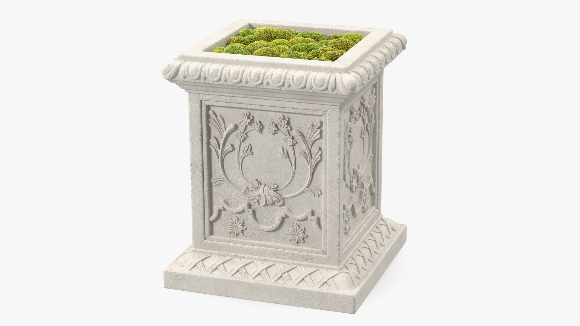 Planter Box With Moss Garden h55 3D