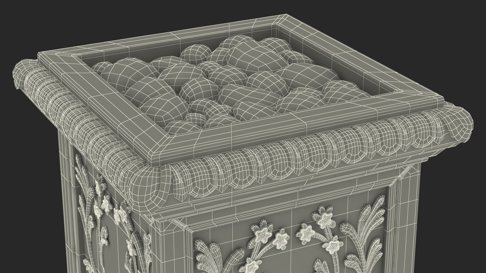 Planter Box With Moss Garden h55 3D