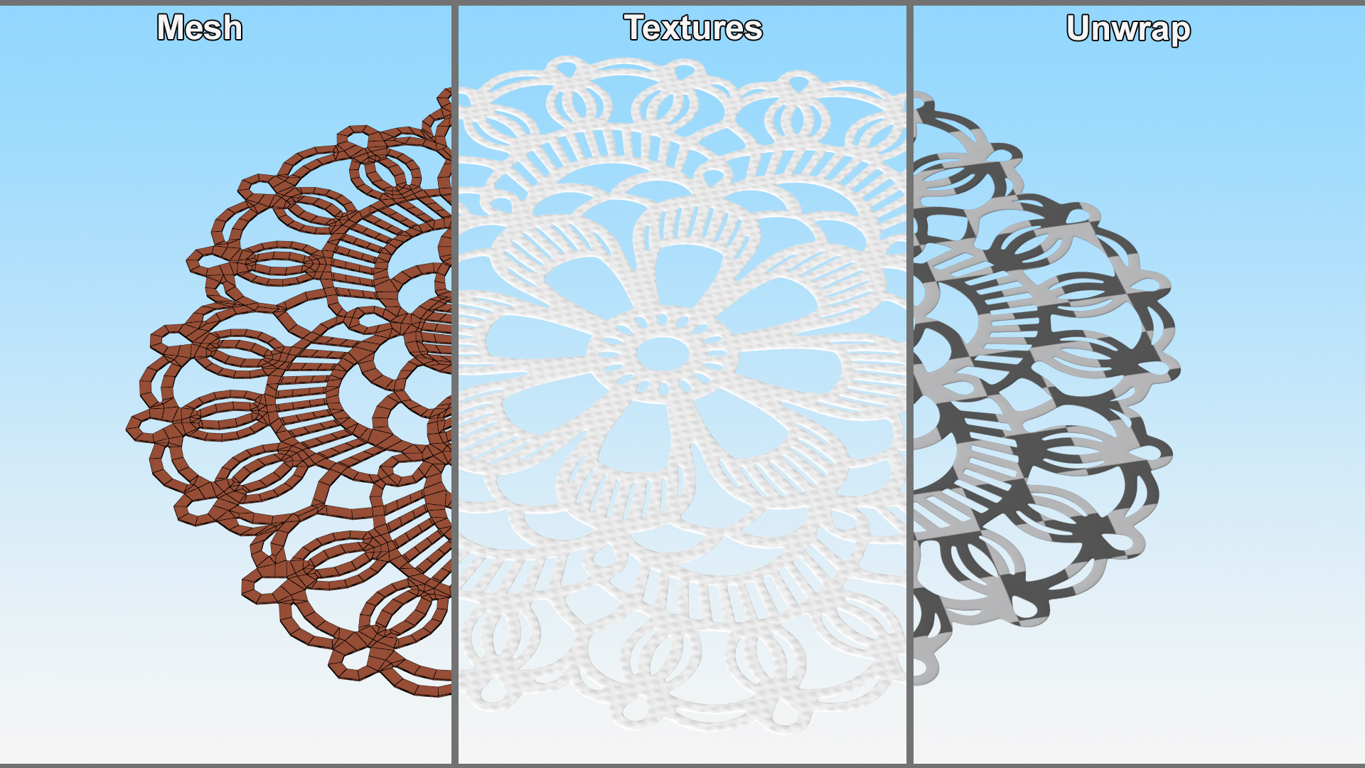Decorative Lace Paper Doilie White 3D model