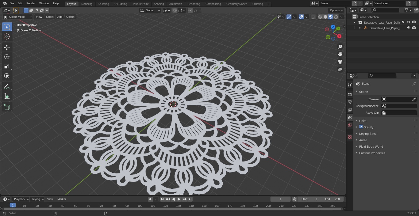 Decorative Lace Paper Doilie White 3D model