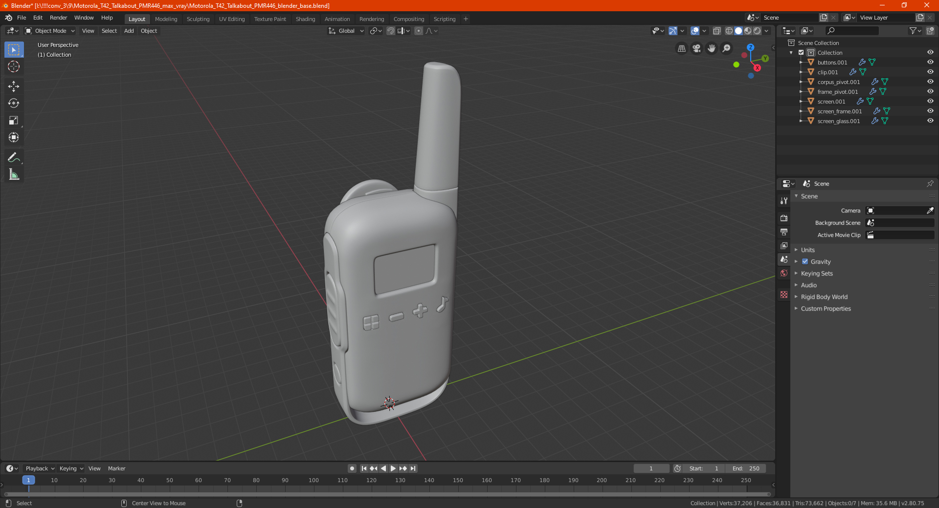 3D Motorola T42 Talkabout PMR446 Orange