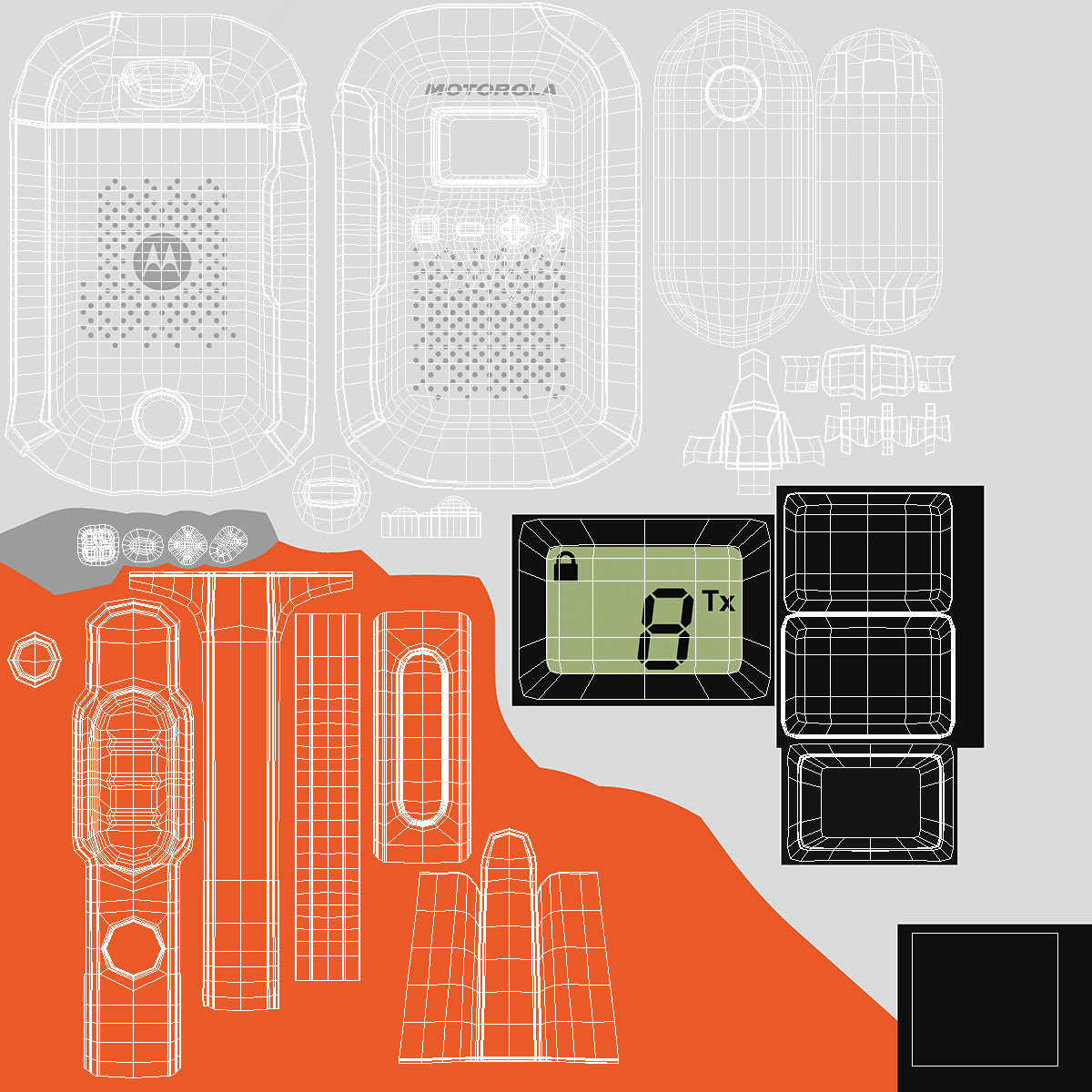 3D Motorola T42 Talkabout PMR446 Orange