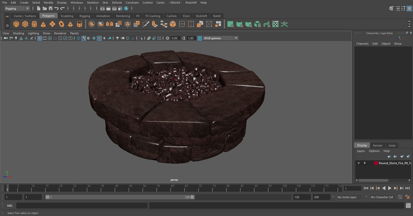 3D Round Stone Fire Pit Table