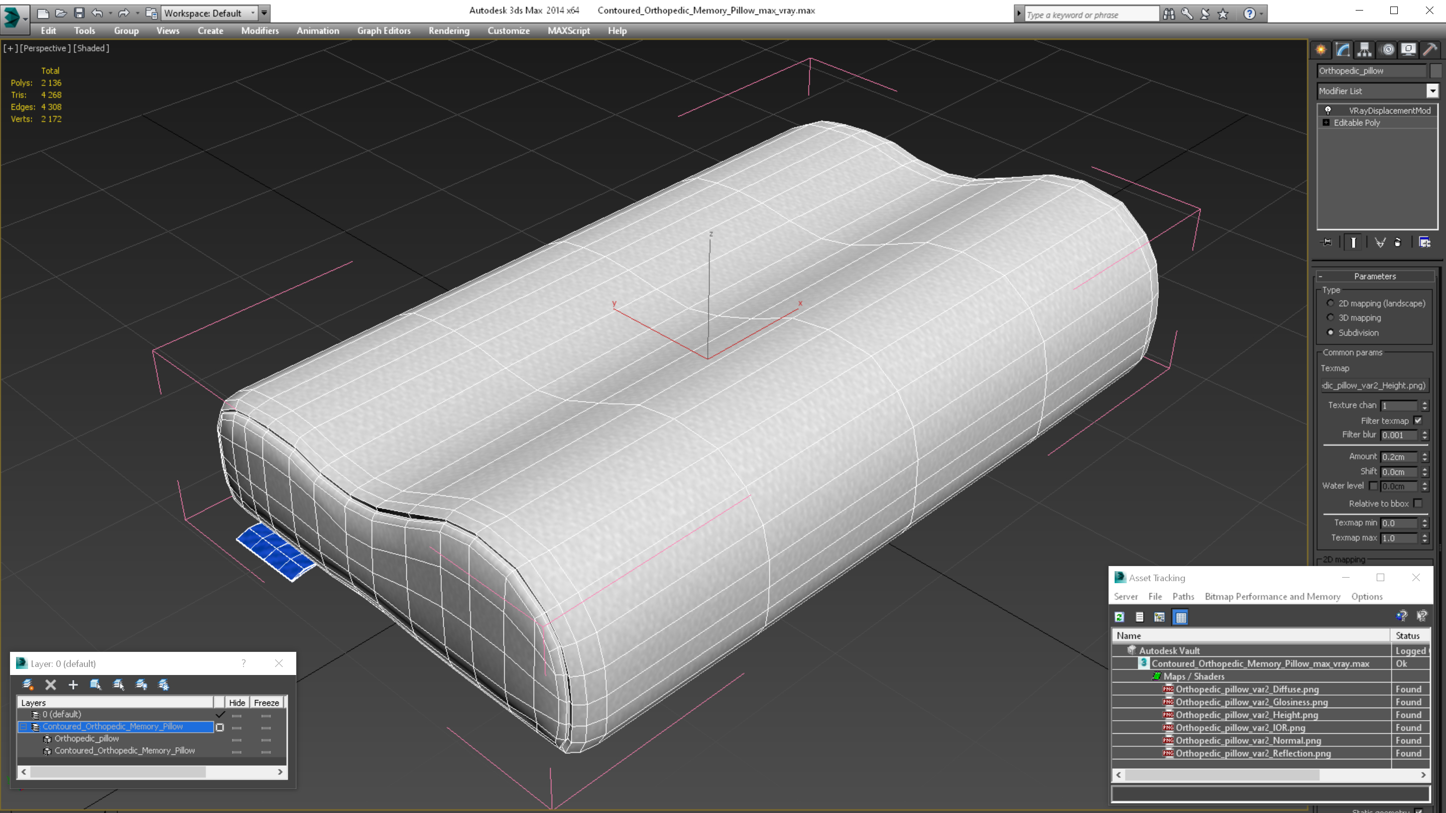 Contoured Orthopedic Memory Pillow 3D model